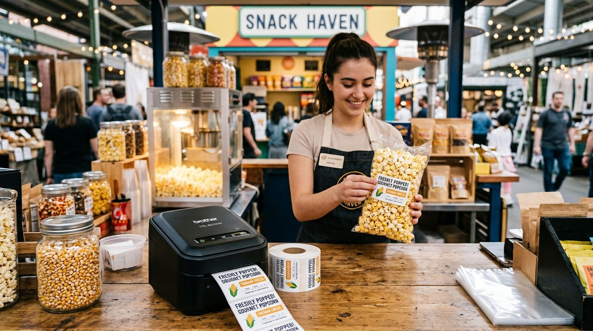 Best Label Printer for Popcorn & Snack Kiosk Packaging 2026 - McAuley Labels