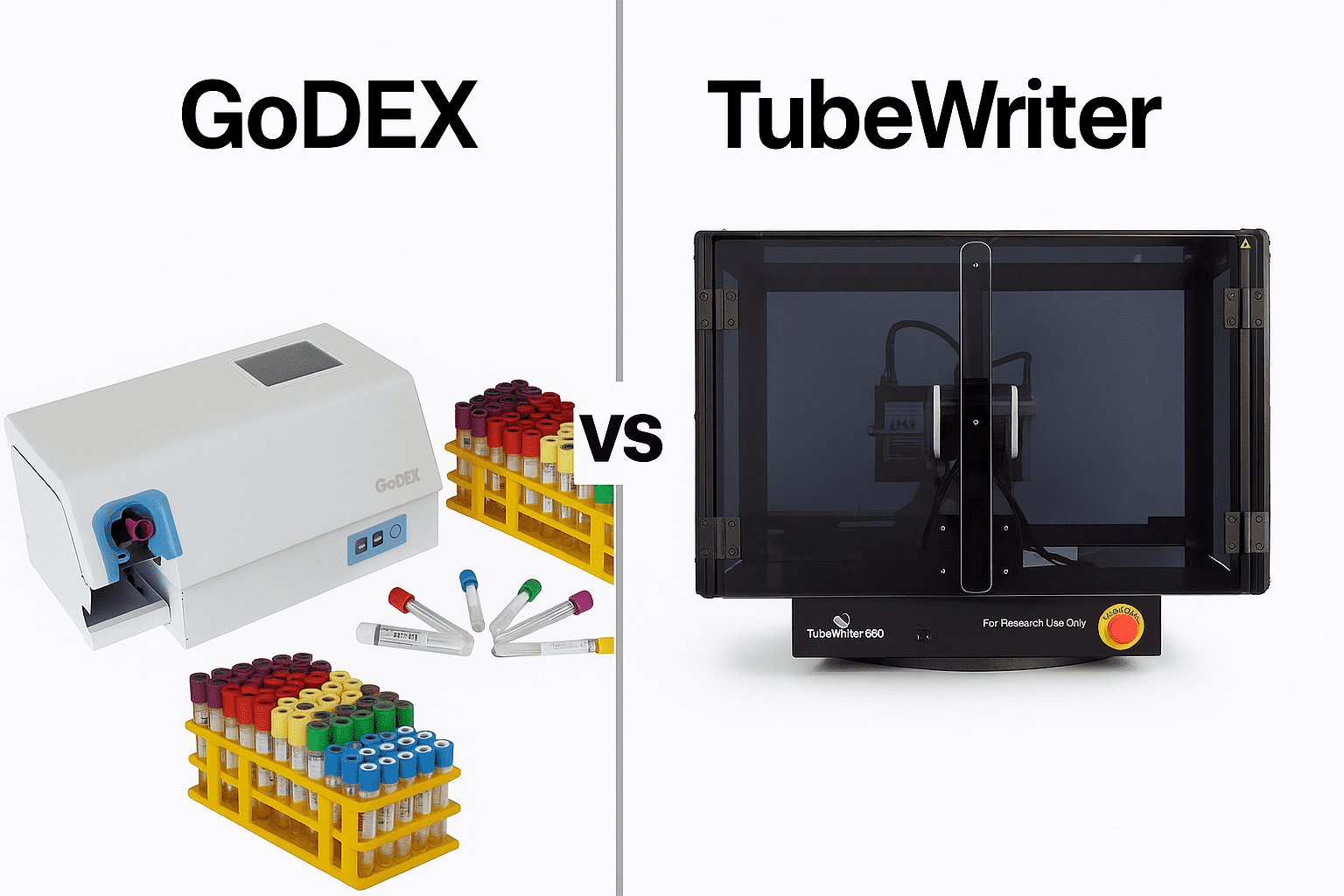 GoDEX Tube Label Printer vs TubeWriter: A Complete Comparison for Modern Labs - McAuley Labels