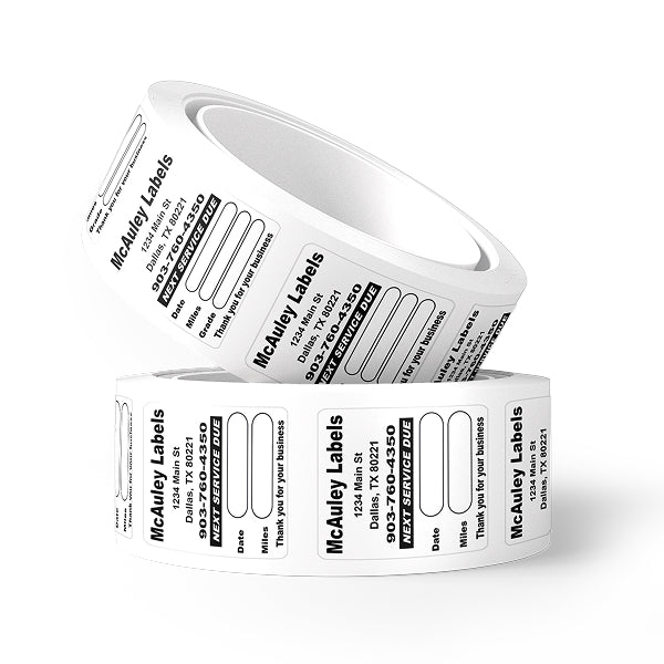 Oil Change Stickers - McAuley Labels