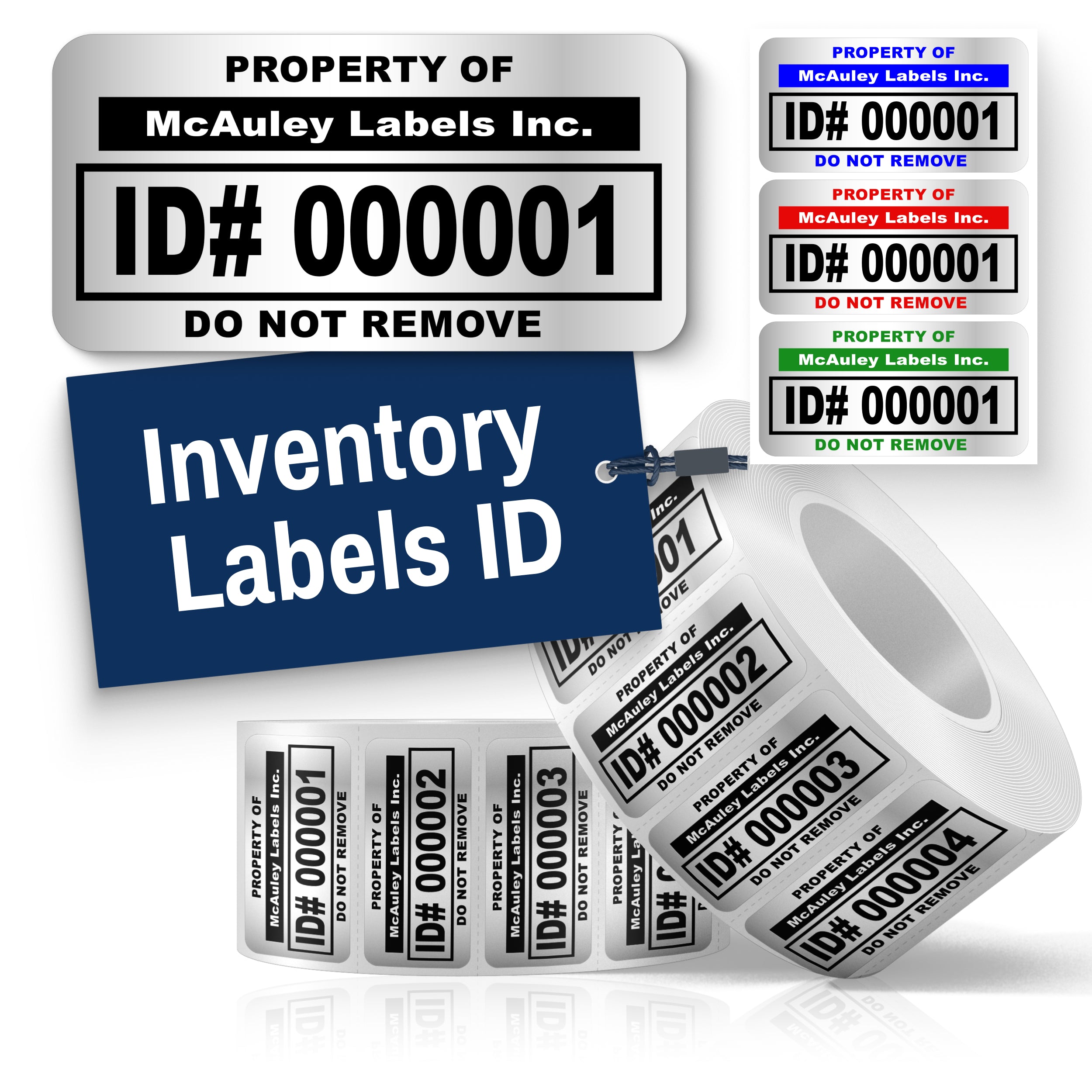 Custom ID Inventory Labels for Asset Tracking - Metalized Silver