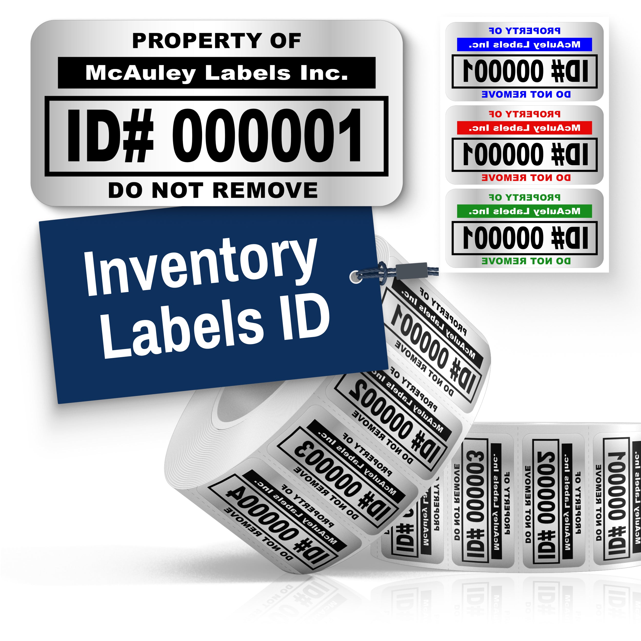 Custom ID Inventory Labels for Asset Tracking - Metalized Silver