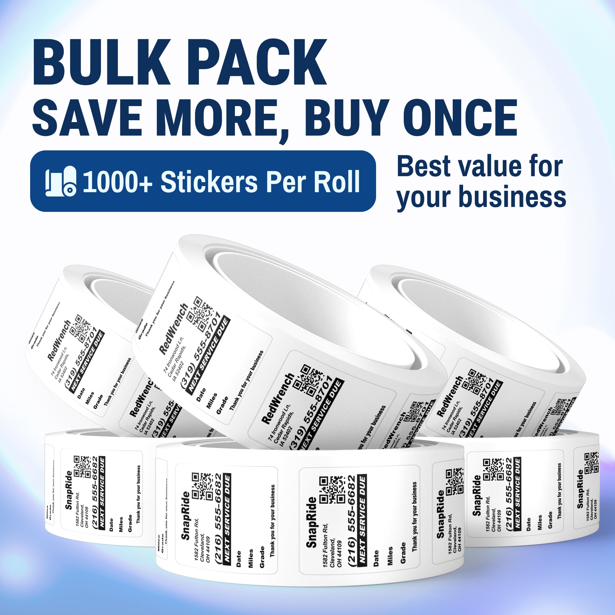 Custom QR Code Oil Change Stickers for Windshield with Text