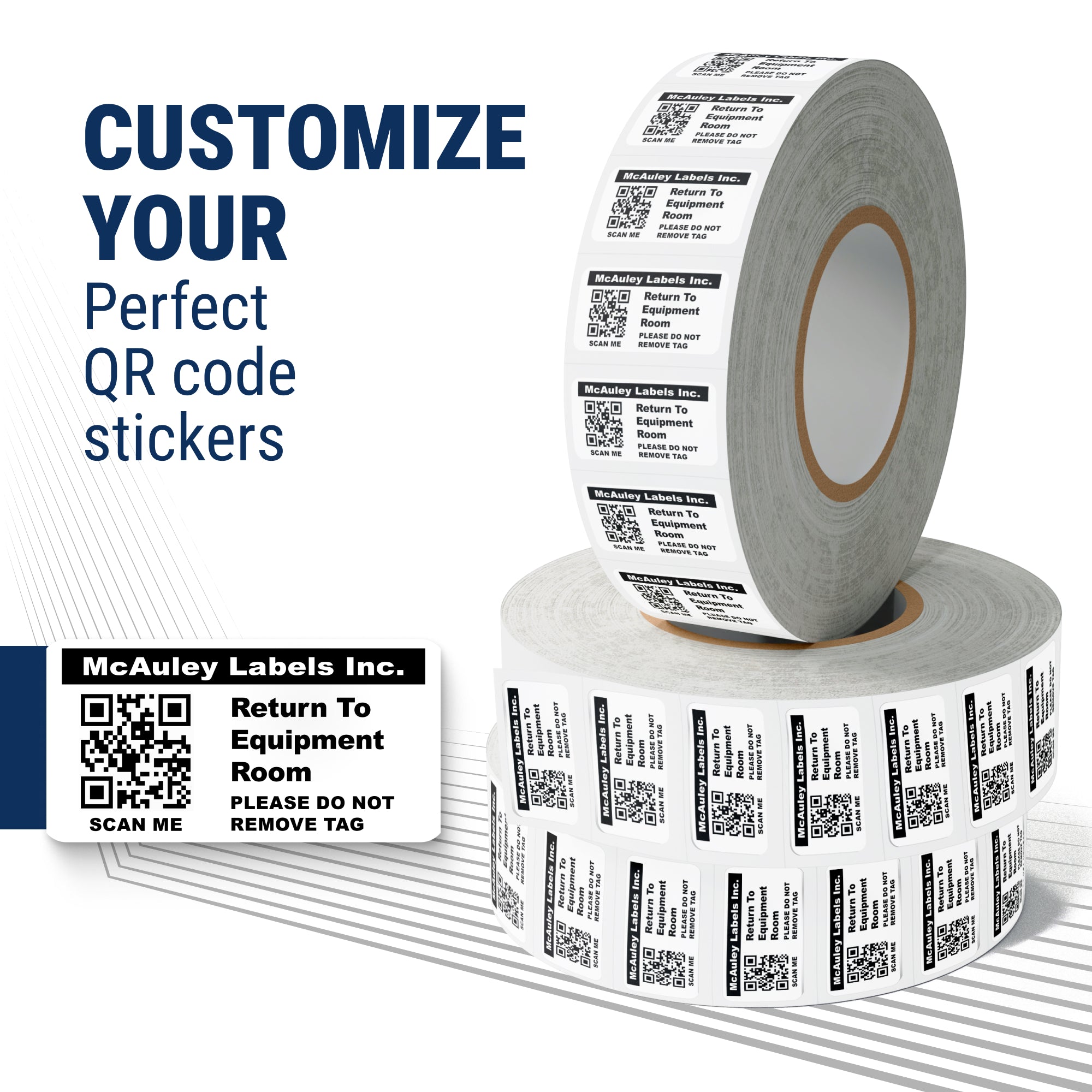 Custom QR Code Asset Tags Stickers - Numbered, Permanent, Adhesive Asset Tags for Equipment - Semi-Gloss White Polyester