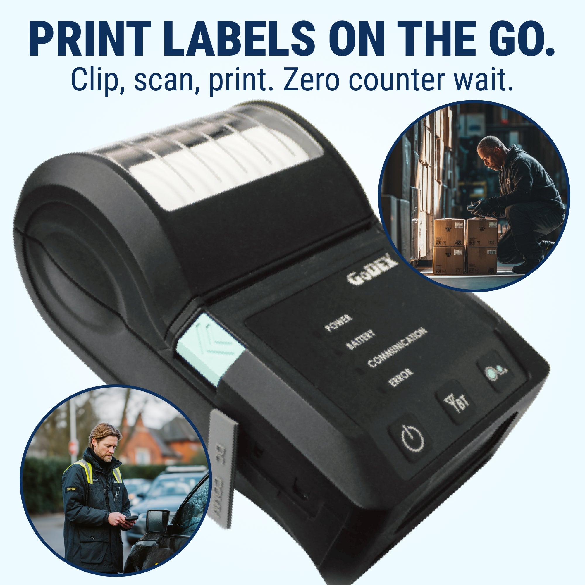 GoDEX MX20 Mobile Printer - 203 DPI Portable 2" Direct Thermal Label Printer ā  Wireless, Bluetooth