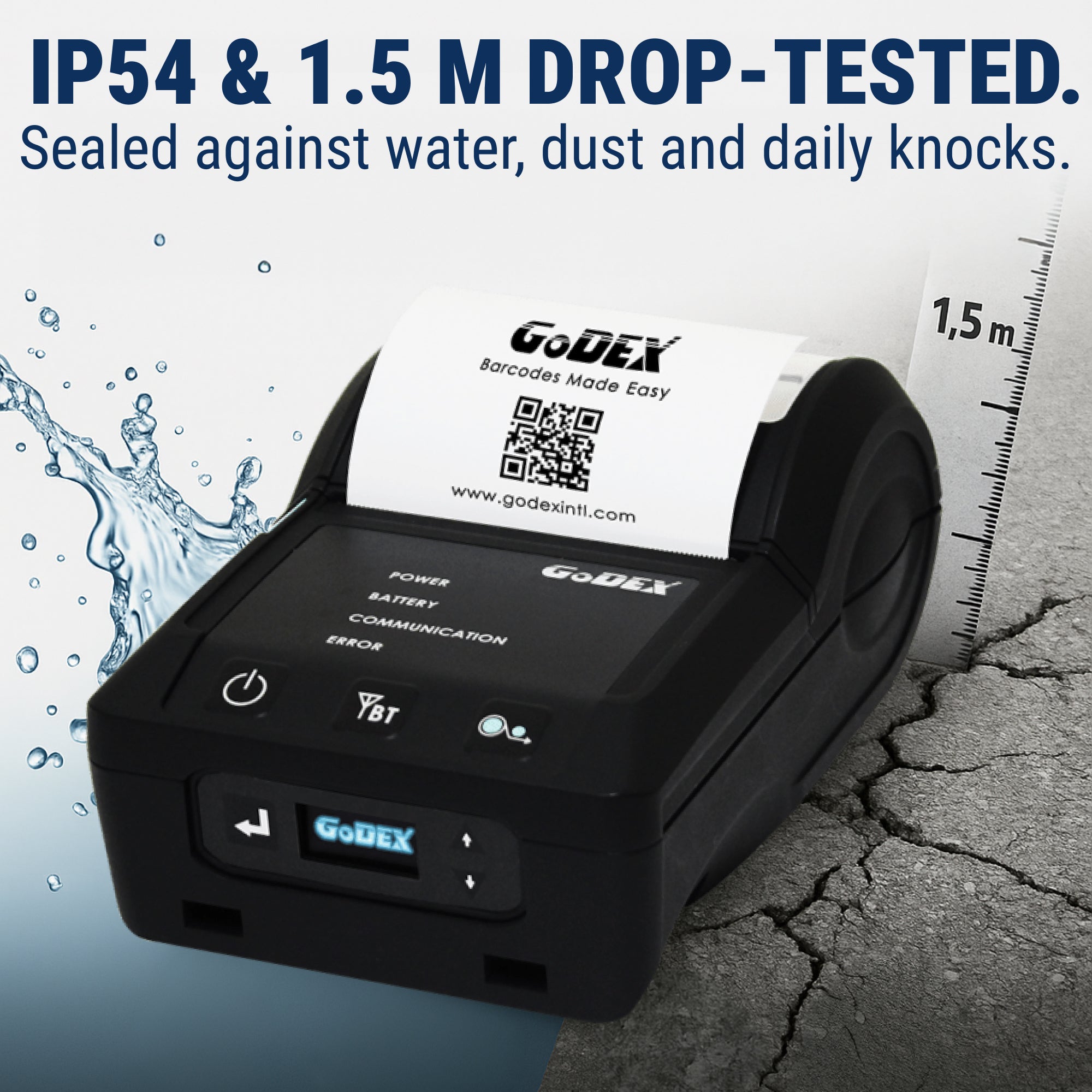 Mobile Printer GoDEX MX30i - 3″ Direct Thermal Label Printer - OLED Display, Bluetooth & Wi-Fi