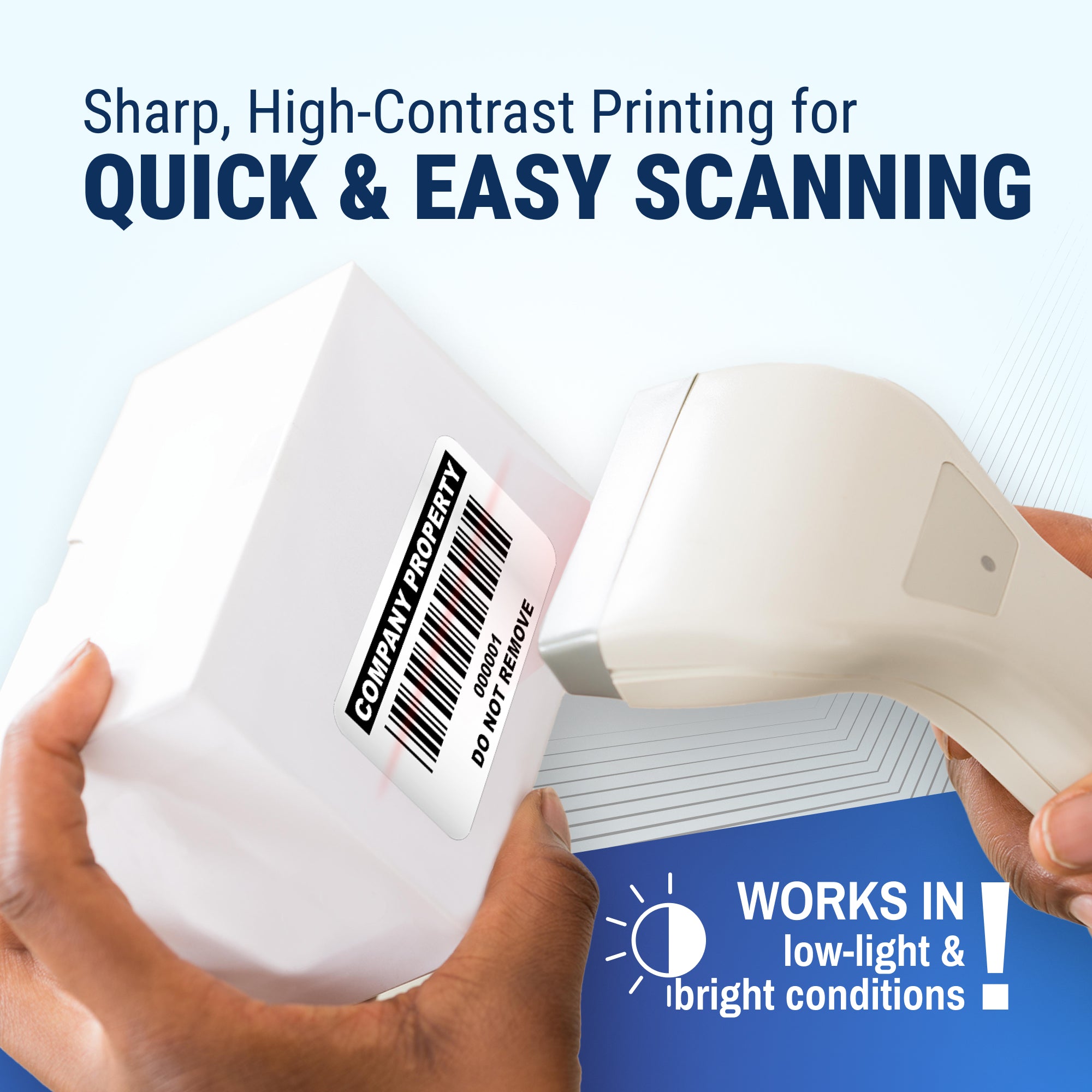 Easy-Scan Asset Tags for Equipment- Metalized Silver, Quick Barcode Labeling