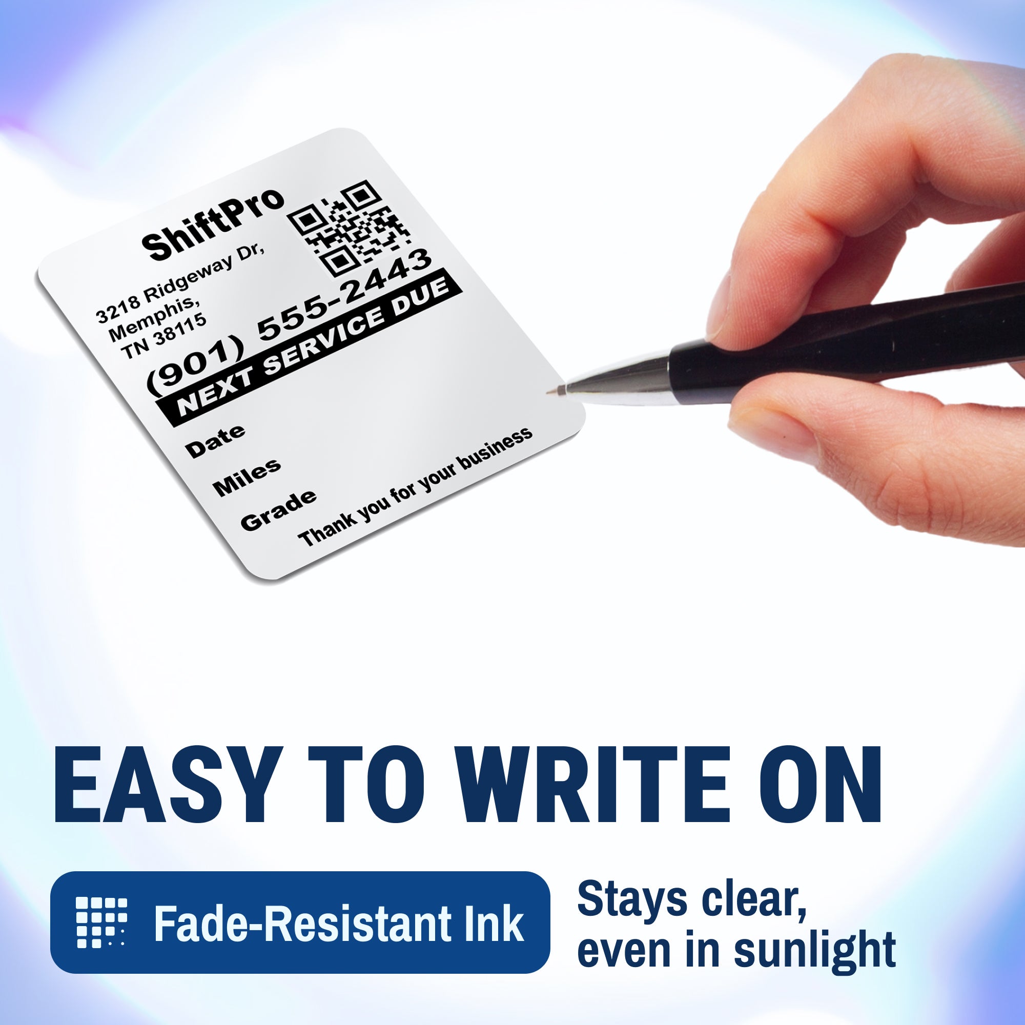 Custom QR Code Oil Change Stickers for Windshield with Text