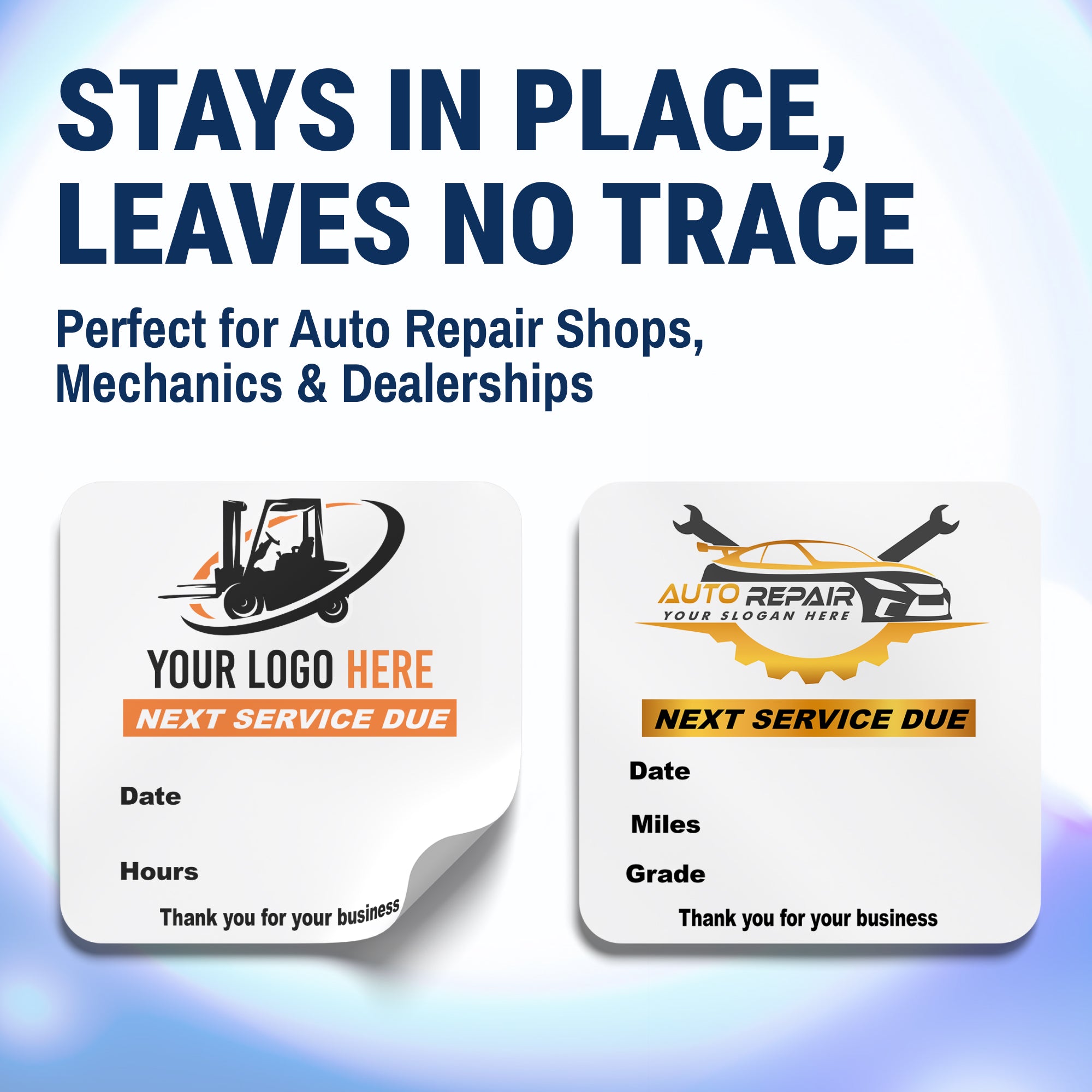 Custom Oil Change Stickers for Windshield with Logo