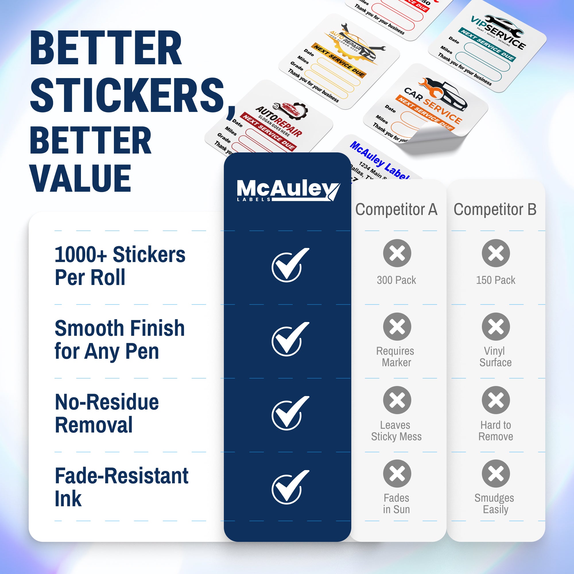 Custom QR Code Oil Change Stickers for Windshield with Text