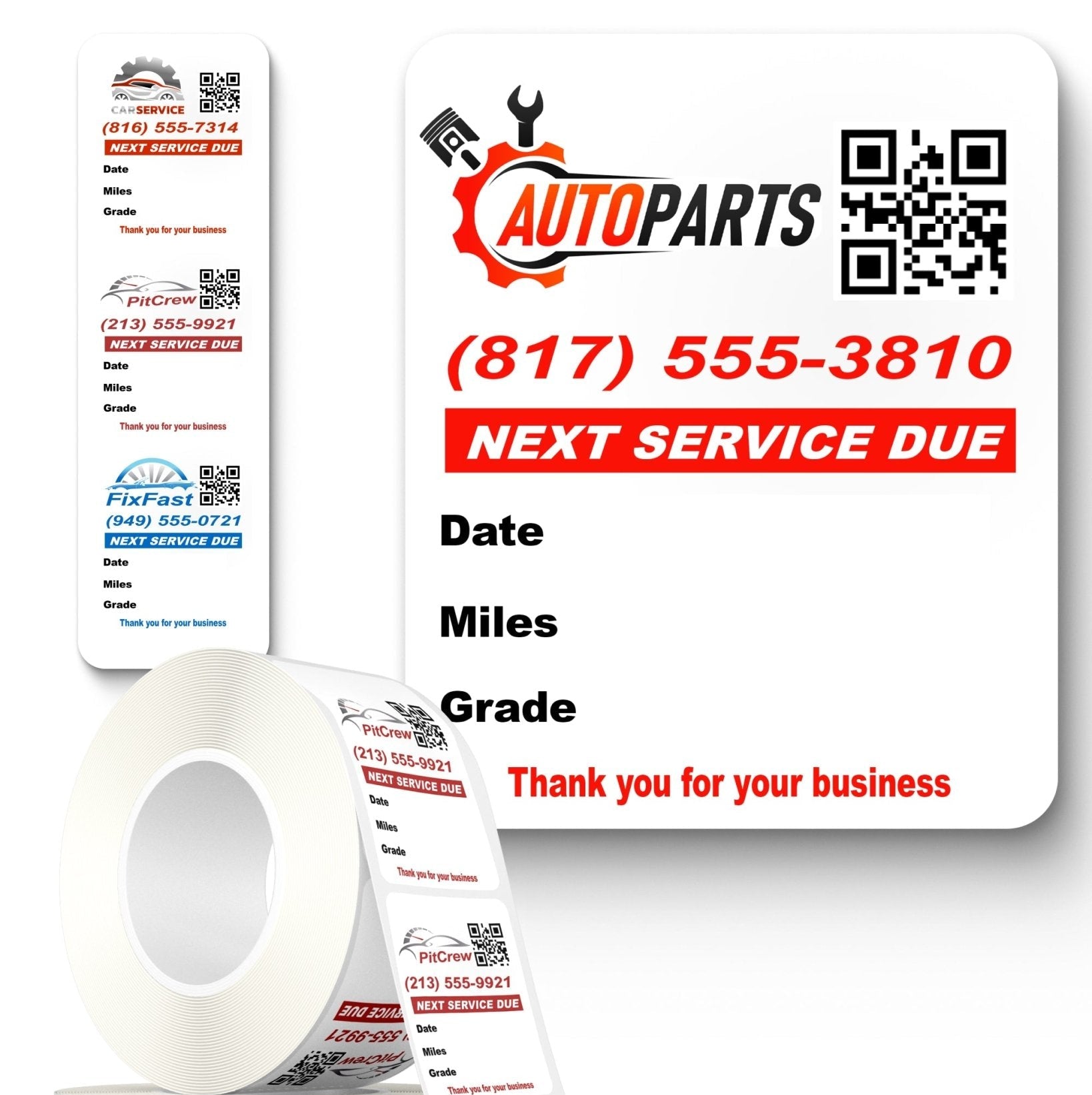 Custom QR Code Oil Change Stickers for Windshield with Logo - McAuley Labels