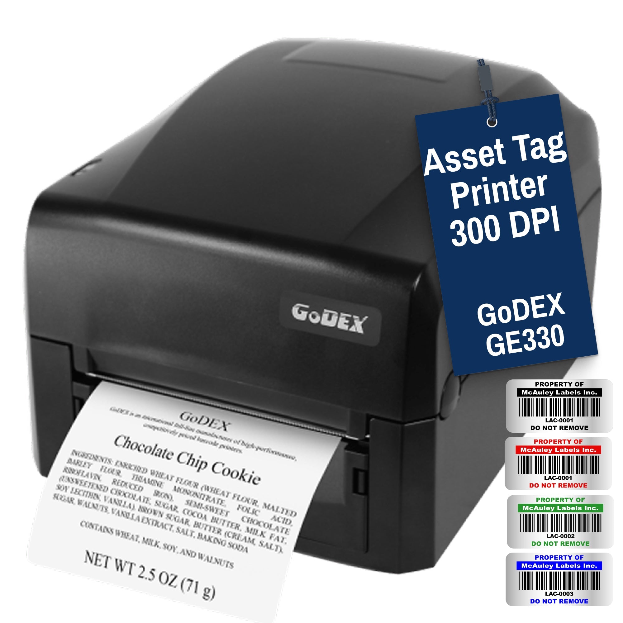 Asset Tag Printer - GoDEX GE330 Desktop Thermal Transfer Barcode Printer 4" 300 DPI - Printer