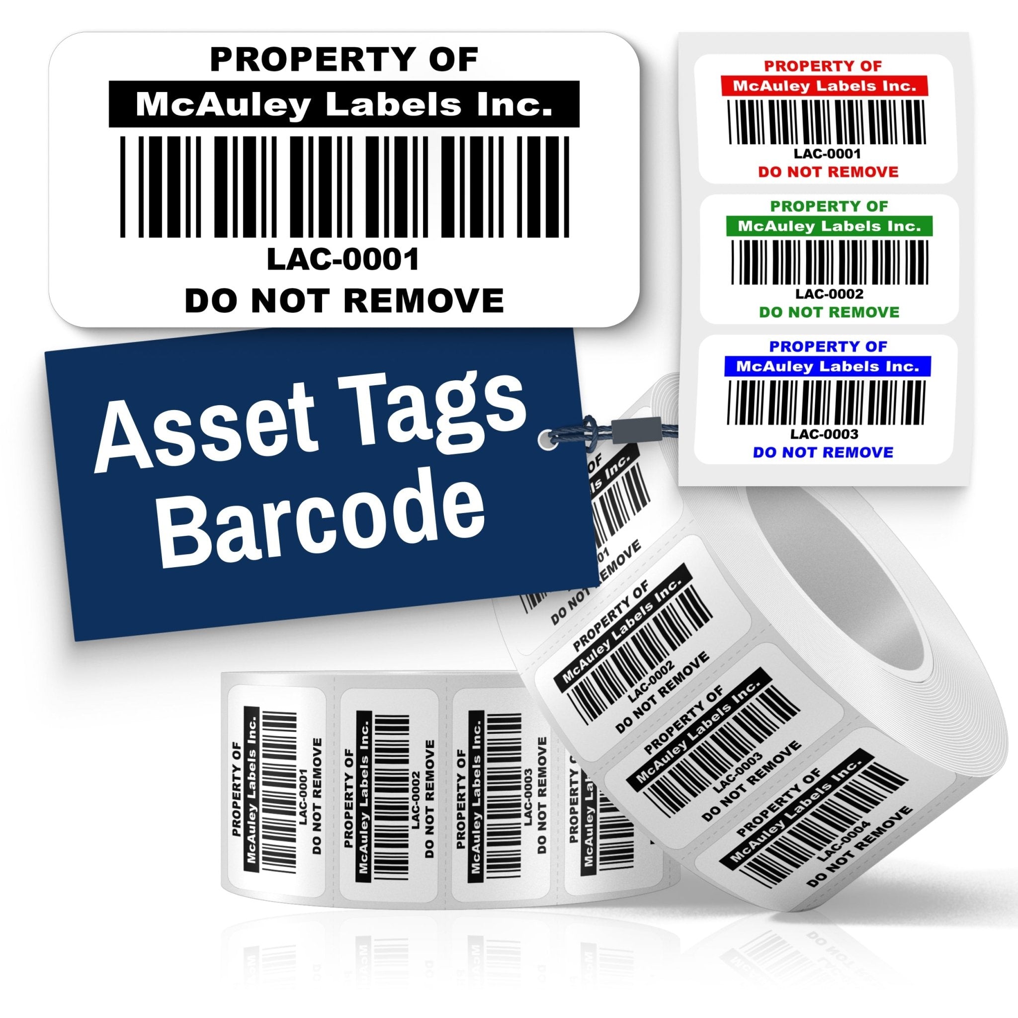 Custom Asset Tags for Equipment - Semi - Gloss White - Barcode - Asset Tag