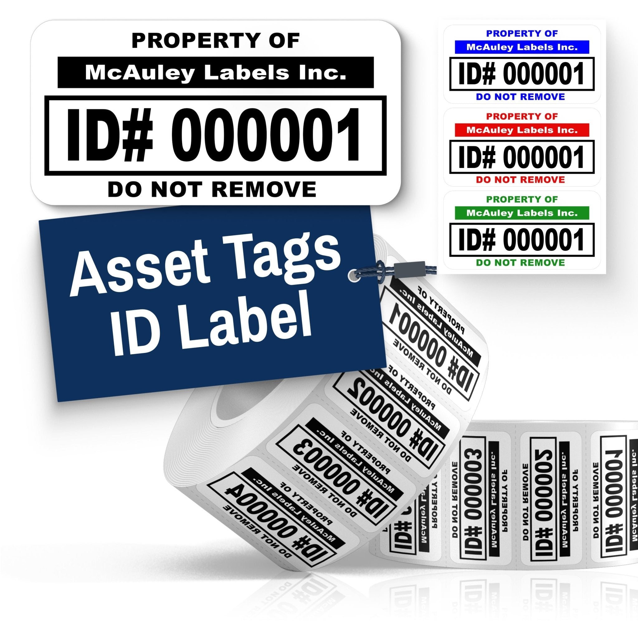 Custom Asset Tags for Equipment - Semi - Gloss White - ID Label - Asset Tag