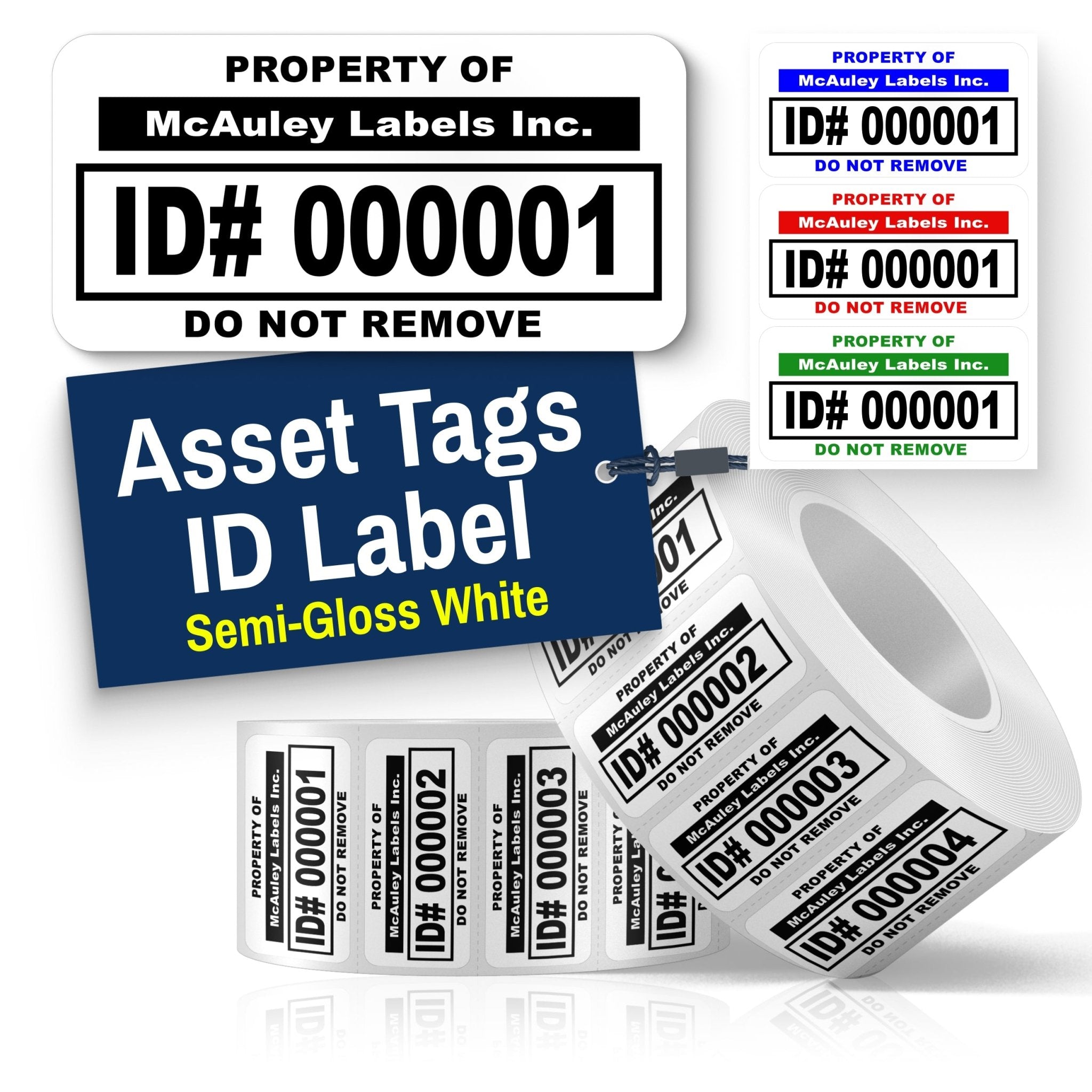 Custom Asset Tags for Equipment - Semi - Gloss White - ID Label - Asset Tag