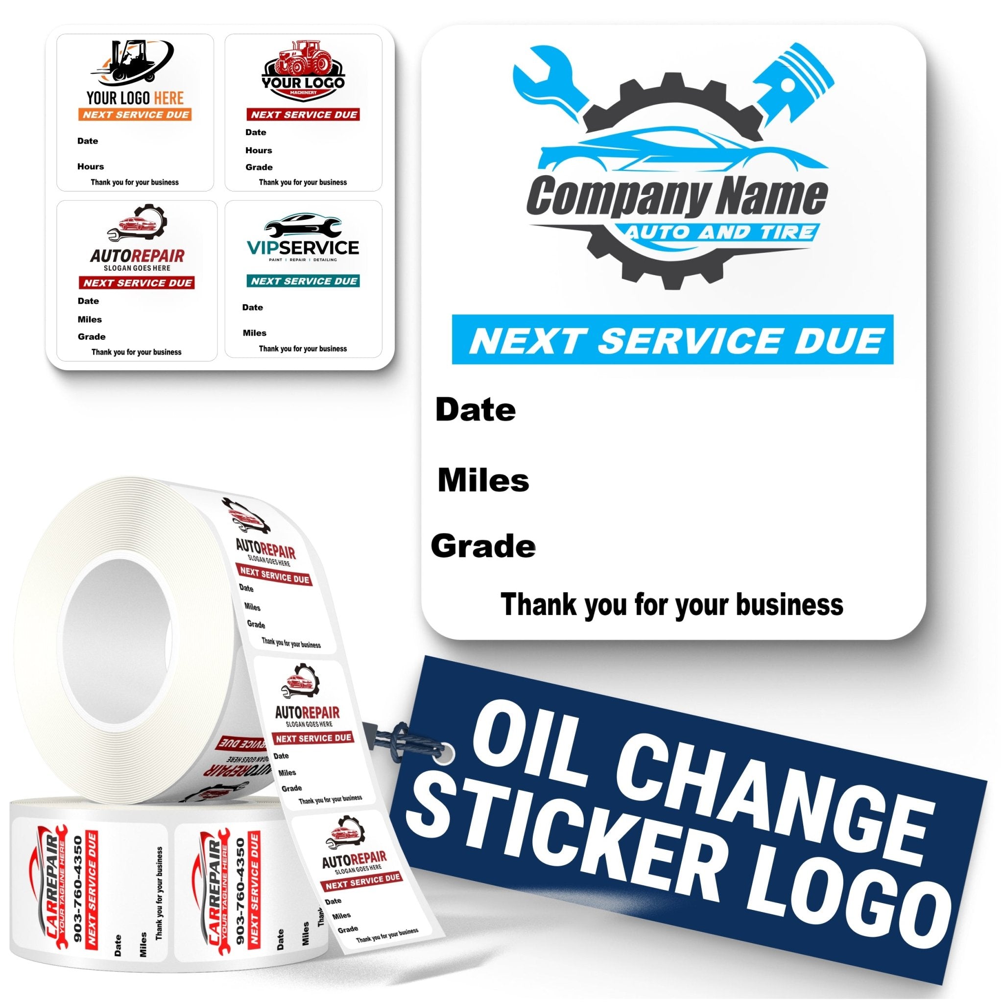 Custom Oil Change Stickers for Windshield with Logo - Oil Change Sticker