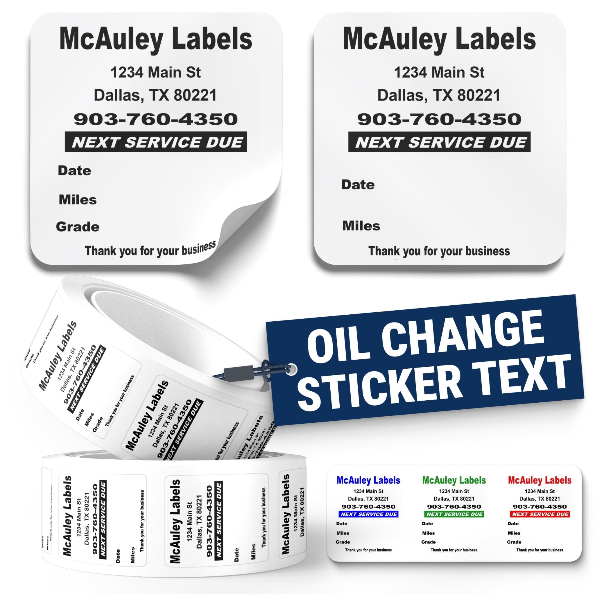 Custom Oil Change Stickers for Windshield with Text - Oil Change Sticker