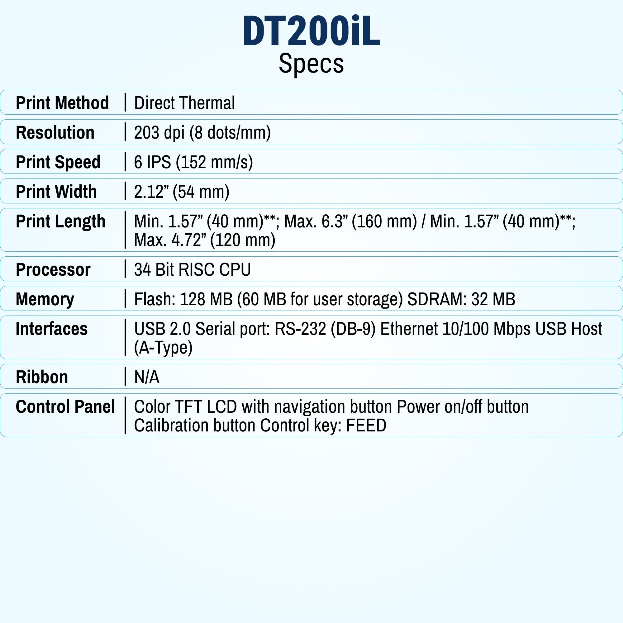 GoDEX DT200iL Direct Thermal Printer - Intelligent Linerless Printer with Color Display