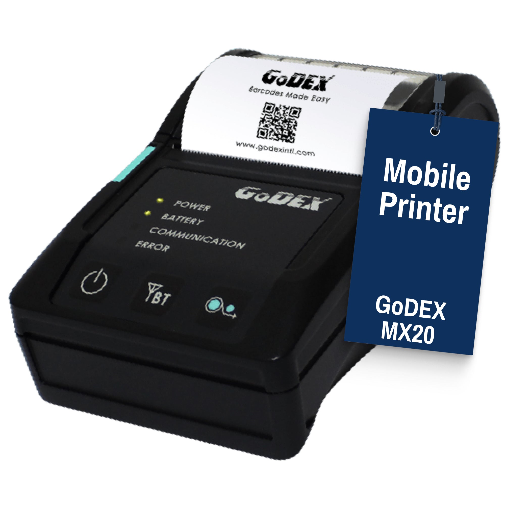 GoDEX MX20 Bluetooth Thermal Label Printer ā Portable 2" Wireless Receipt & Label Printer - Mobile Printer