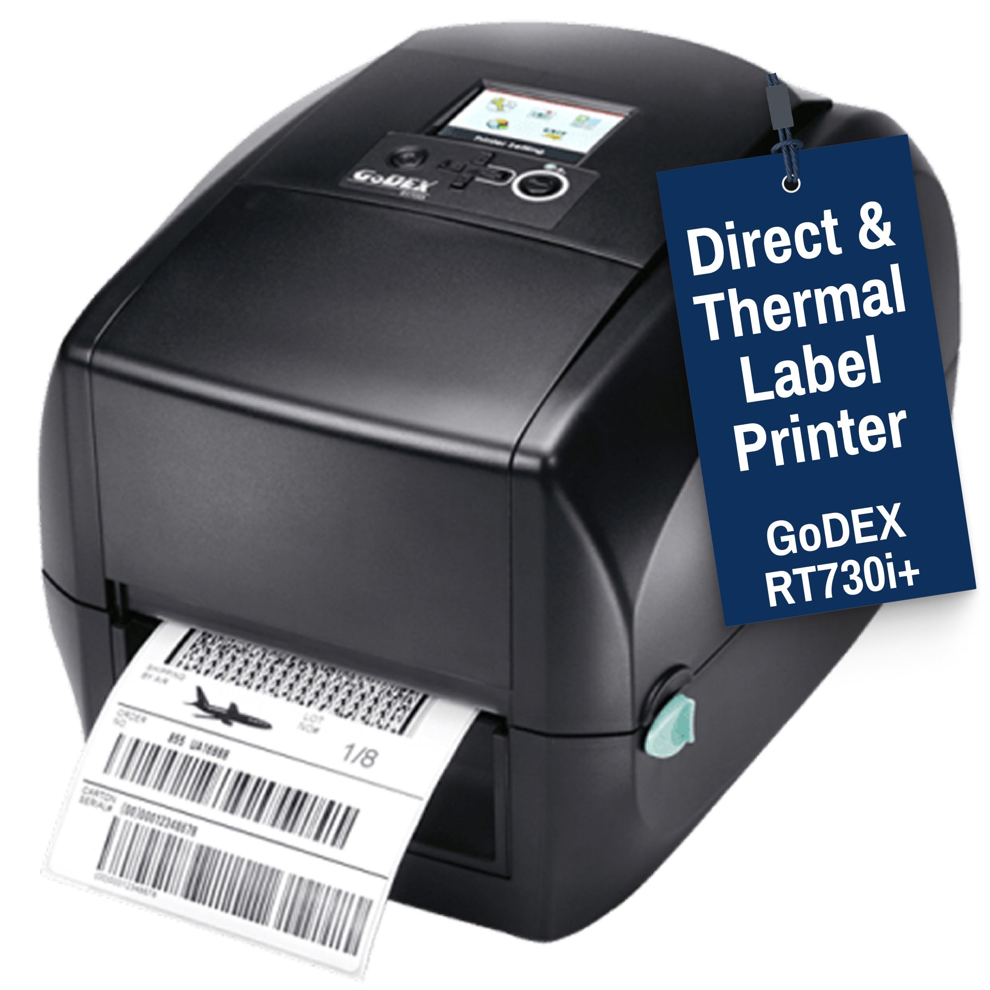 GoDEX RT730i+ Thermal Transfer Printer, 4", Color Display, 300 dpi - Printer