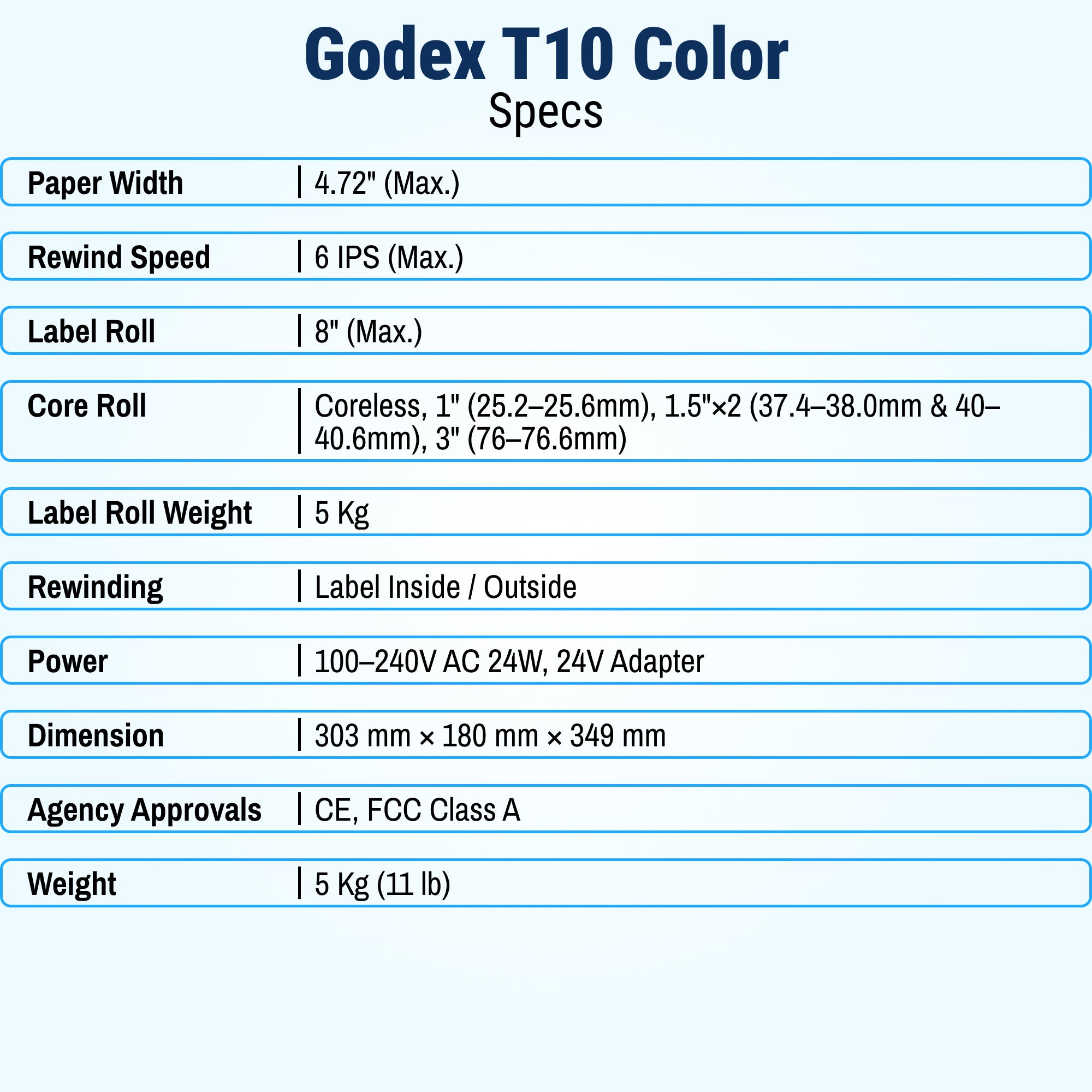 GoDEX T-10 Label Rewinder for Color Printers - 4" Rewinder and Unwinder for Color Printers