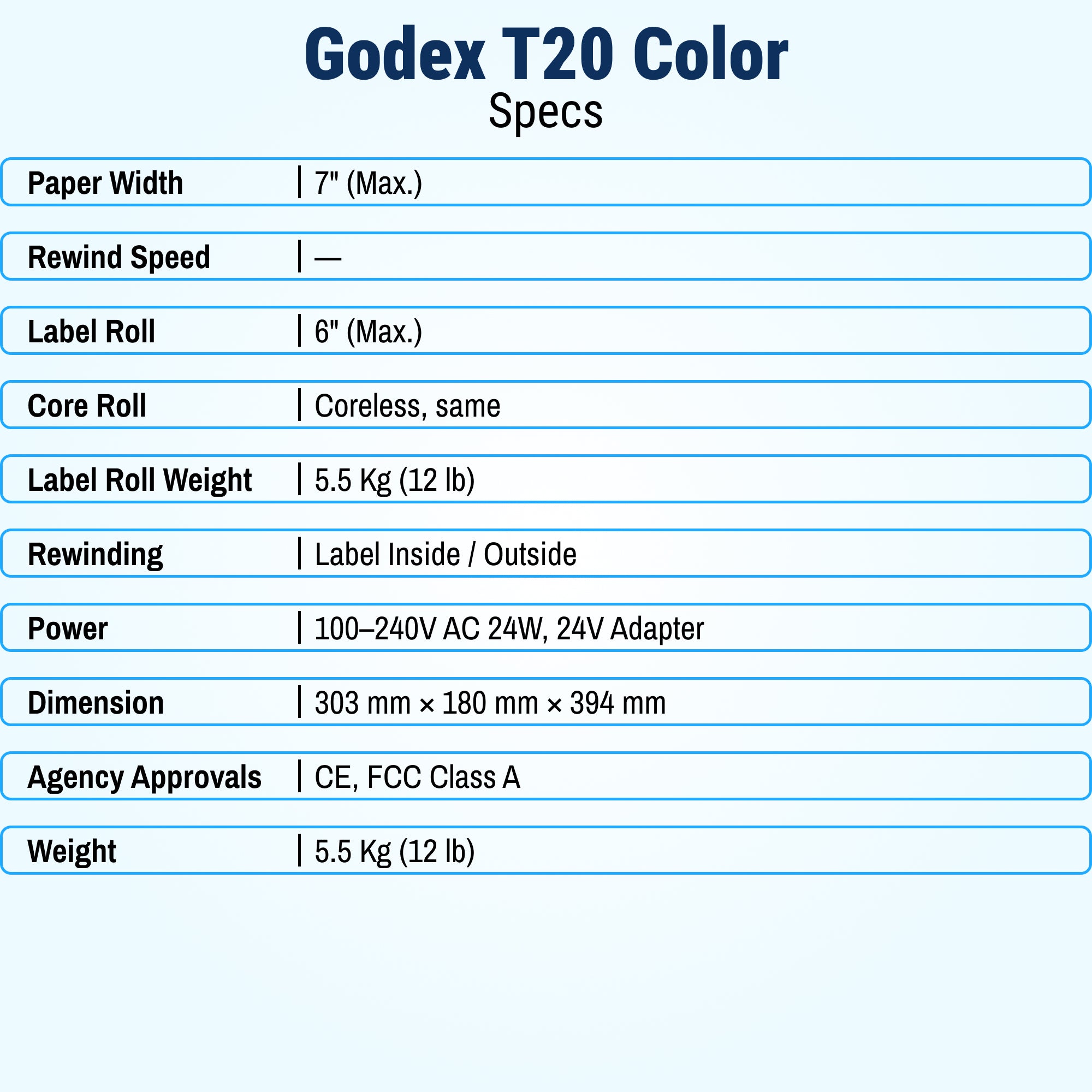 GoDEX T-20 COLOR Label Rewinder – 6" Rewinder and Unwinder for Color Printers - Printer