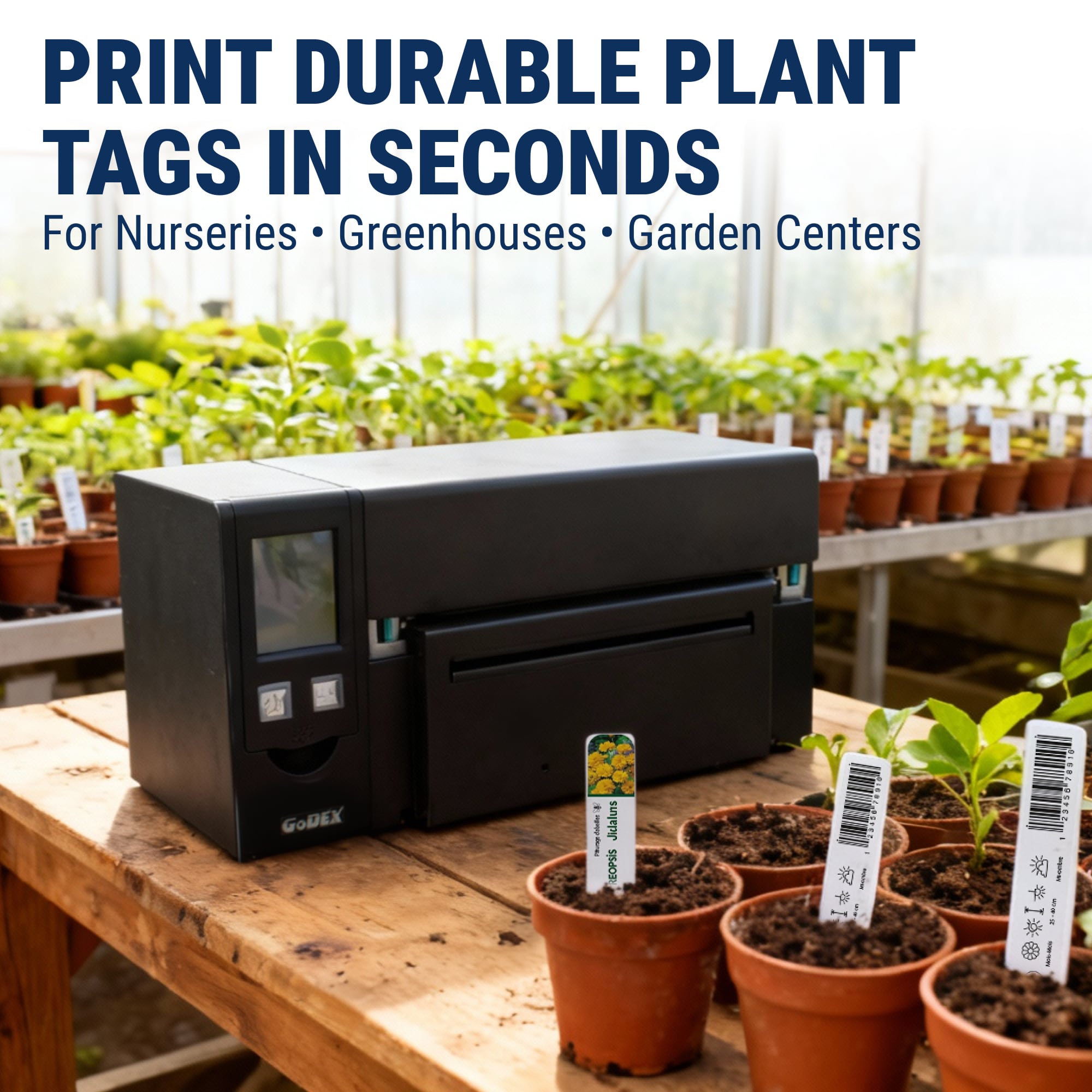 Plant Label Printer - GoDEX HD830i+ Industrial Thermal Transfer Label Printer – 8" Wide, 300 DPI - Printer