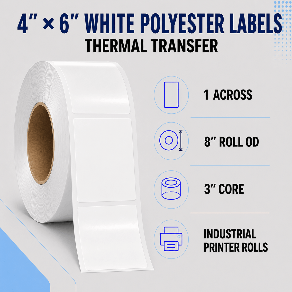 Thermal Transfer Labels - Glossy White Polyester for Desktop and Industrial Printers-Glossy White Polyester Thermal Transfer Labels