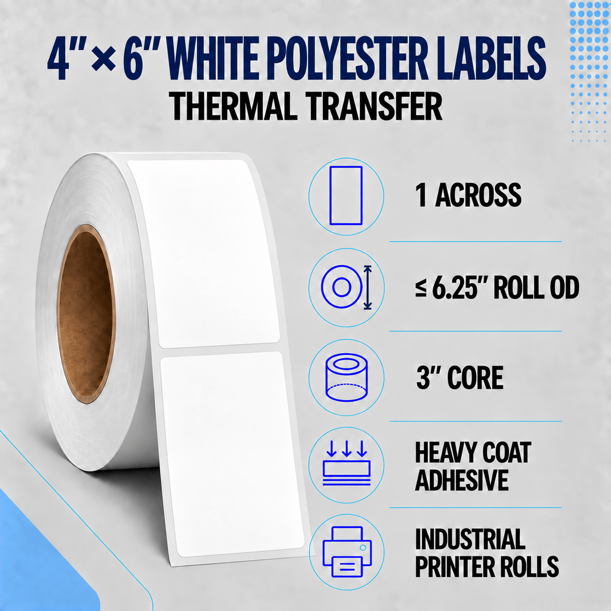 Thermal Transfer Labels - Glossy White Polyester for Desktop and Industrial Printers-Glossy White Polyester Thermal Transfer Labels