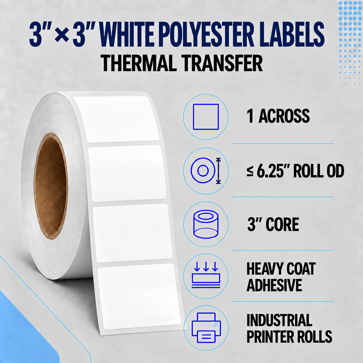 Thermal Transfer Labels - Glossy White Polyester for Desktop and Industrial Printers-Glossy White Polyester Thermal Transfer Labels
