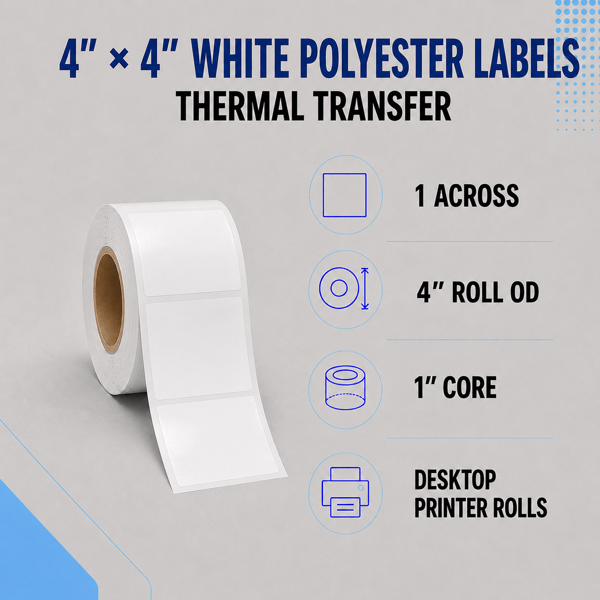 Thermal Transfer Labels - Glossy White Polyester for Desktop and Industrial Printers-Glossy White Polyester Thermal Transfer Labels