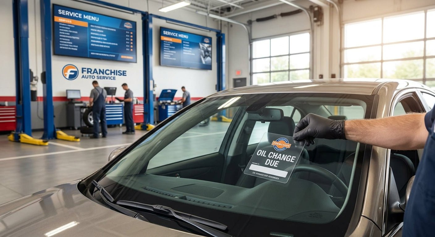 Custom Oil Change Stickers for Franchise Auto Centers 2026 - McAuley Labels