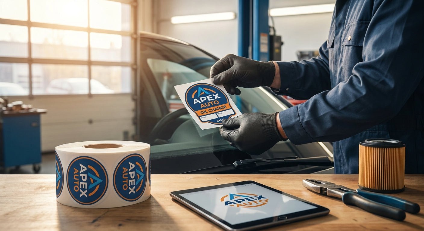 How to Brand Oil Change Stickers with a Logo (2026) - McAuley Labels