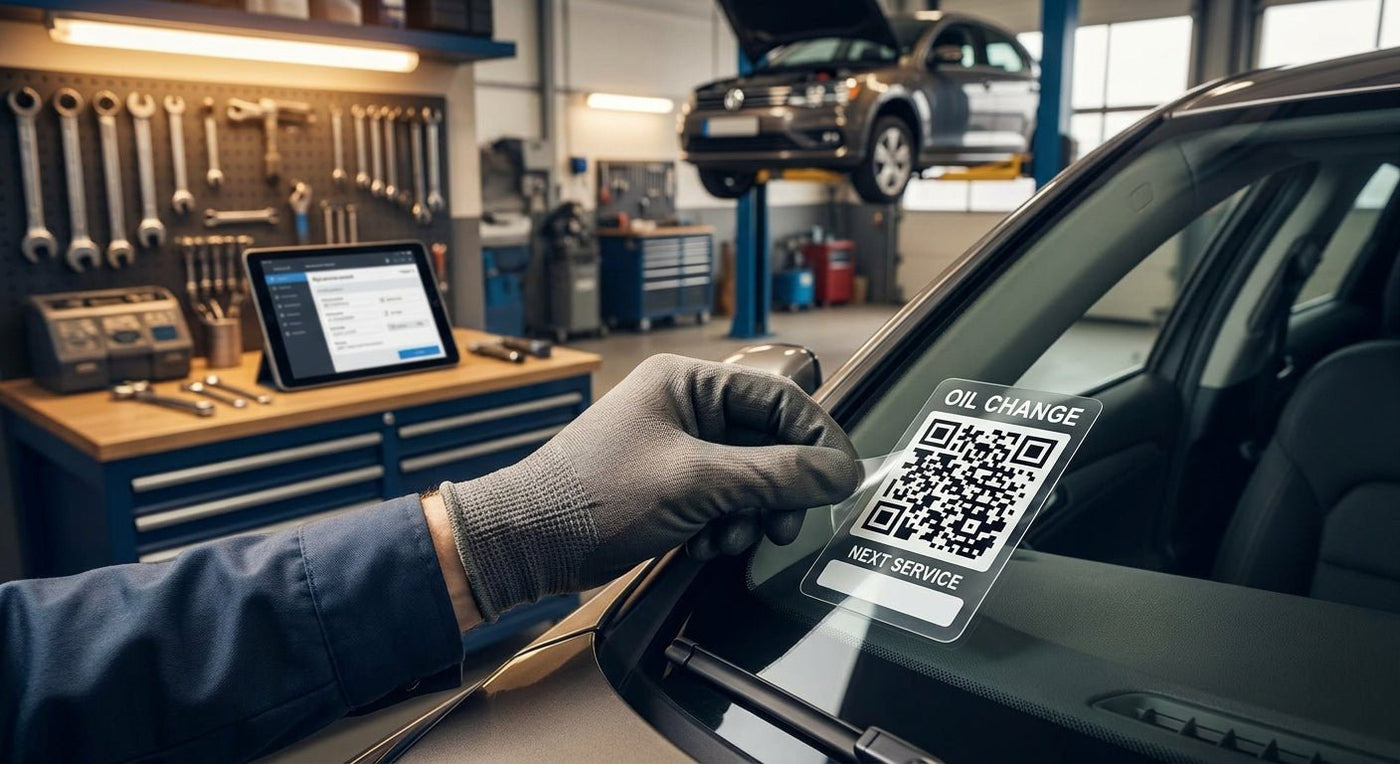 QR Code Oil Change Stickers for Independent Mechanics 2026 - McAuley Labels