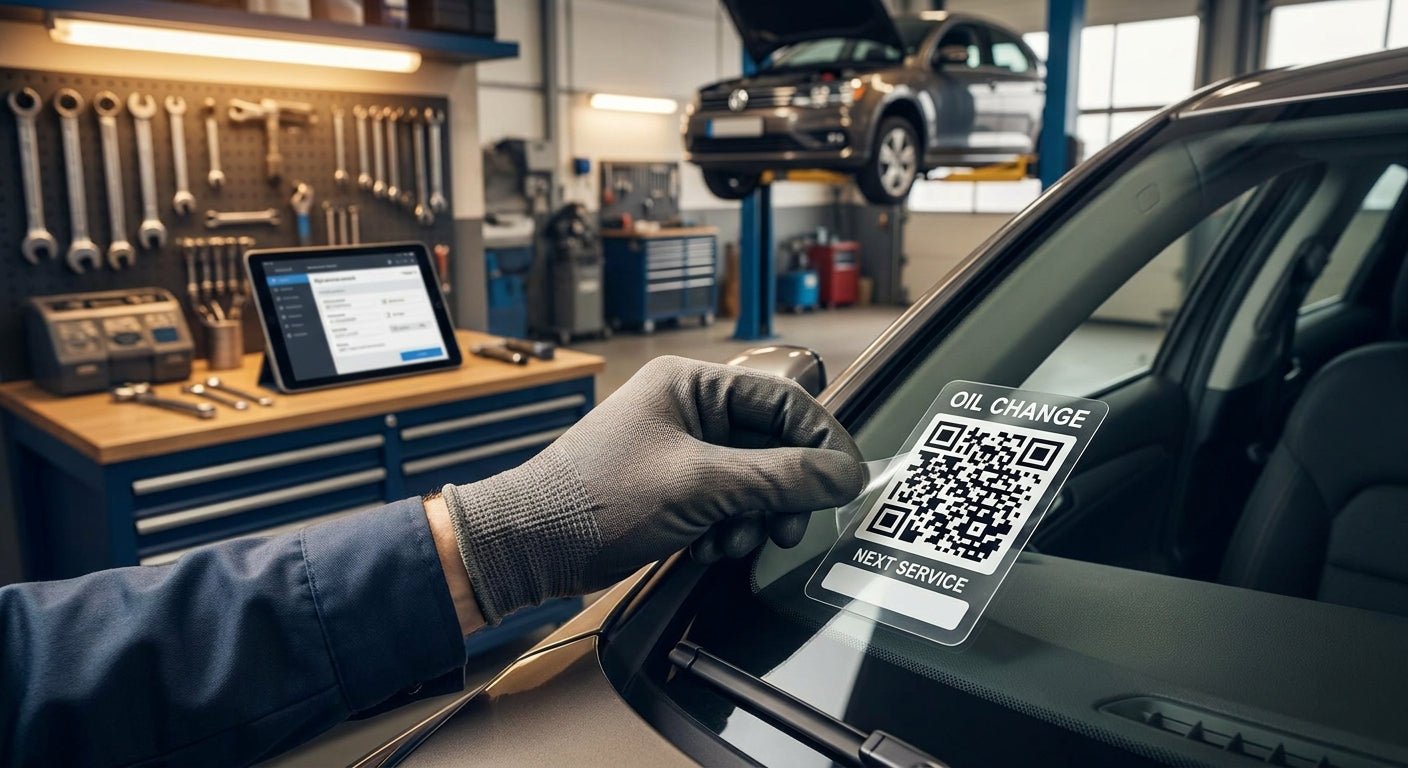 QR Code Oil Change Stickers for Independent Mechanics 2026 - McAuley Labels