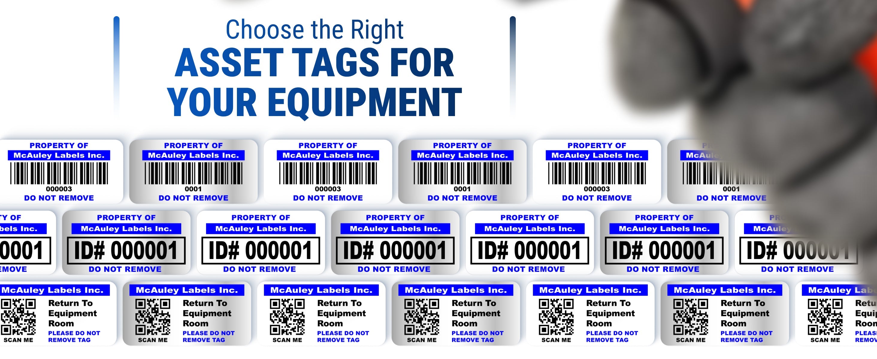 System Asset Code Asset Tags for Equipment - Durable Barcode, ID & QR Labels