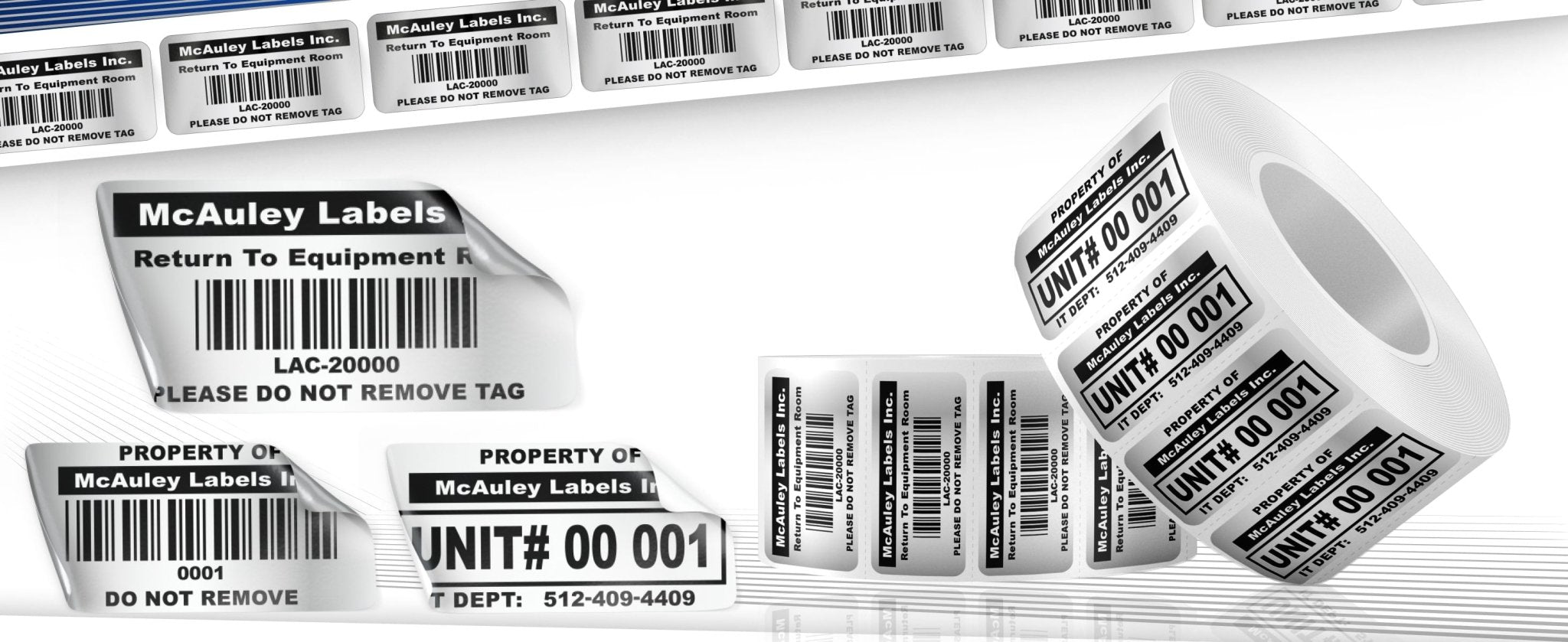 Custom Inventory Labels Numbered - Metalized Silver