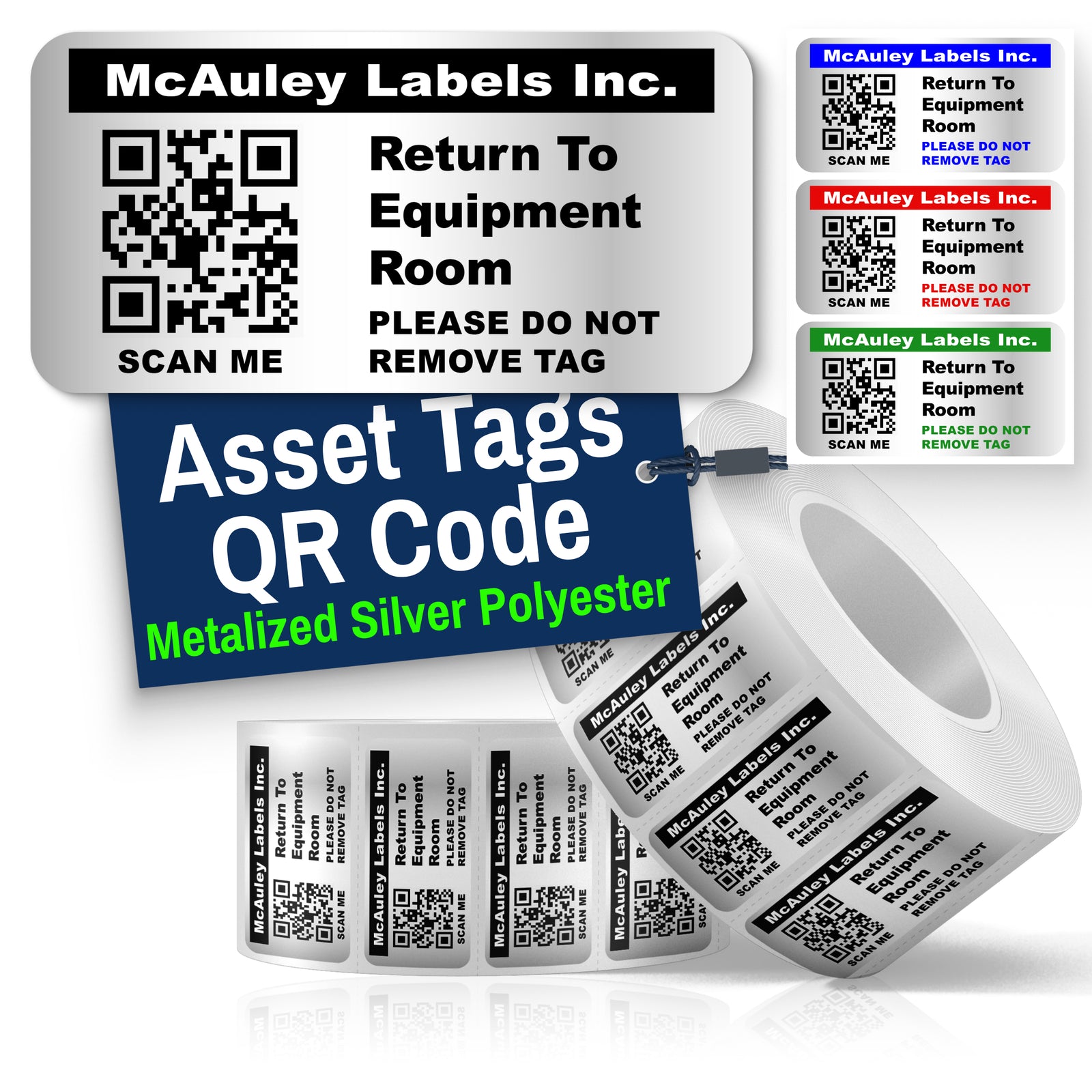 Assetid Code Asset Tags for Equipment - Durable Barcode, ID & QR Labels