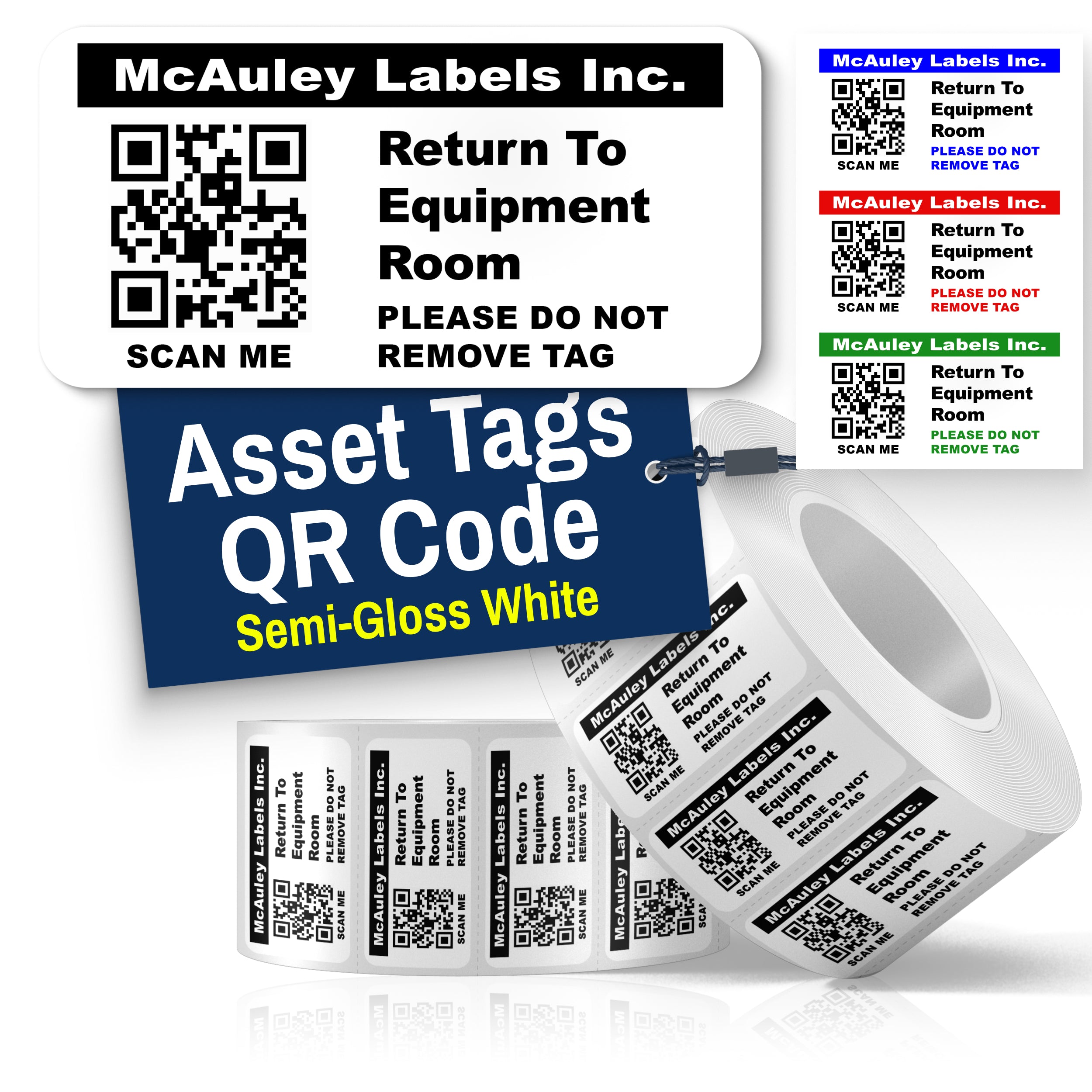 System Asset Code Custom QR Code Asset Tags - Permanent | Semi-Gloss White