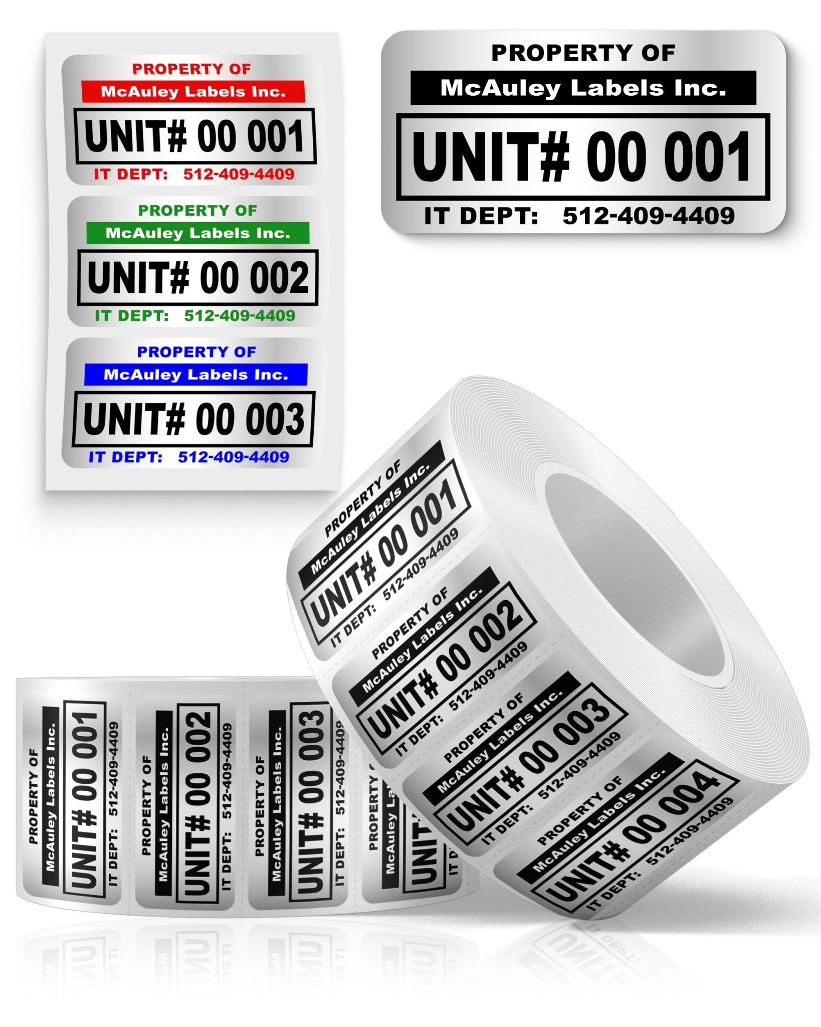 Custom Inventory Stickers - Metalized Silver - ID Label - McAuley Labels