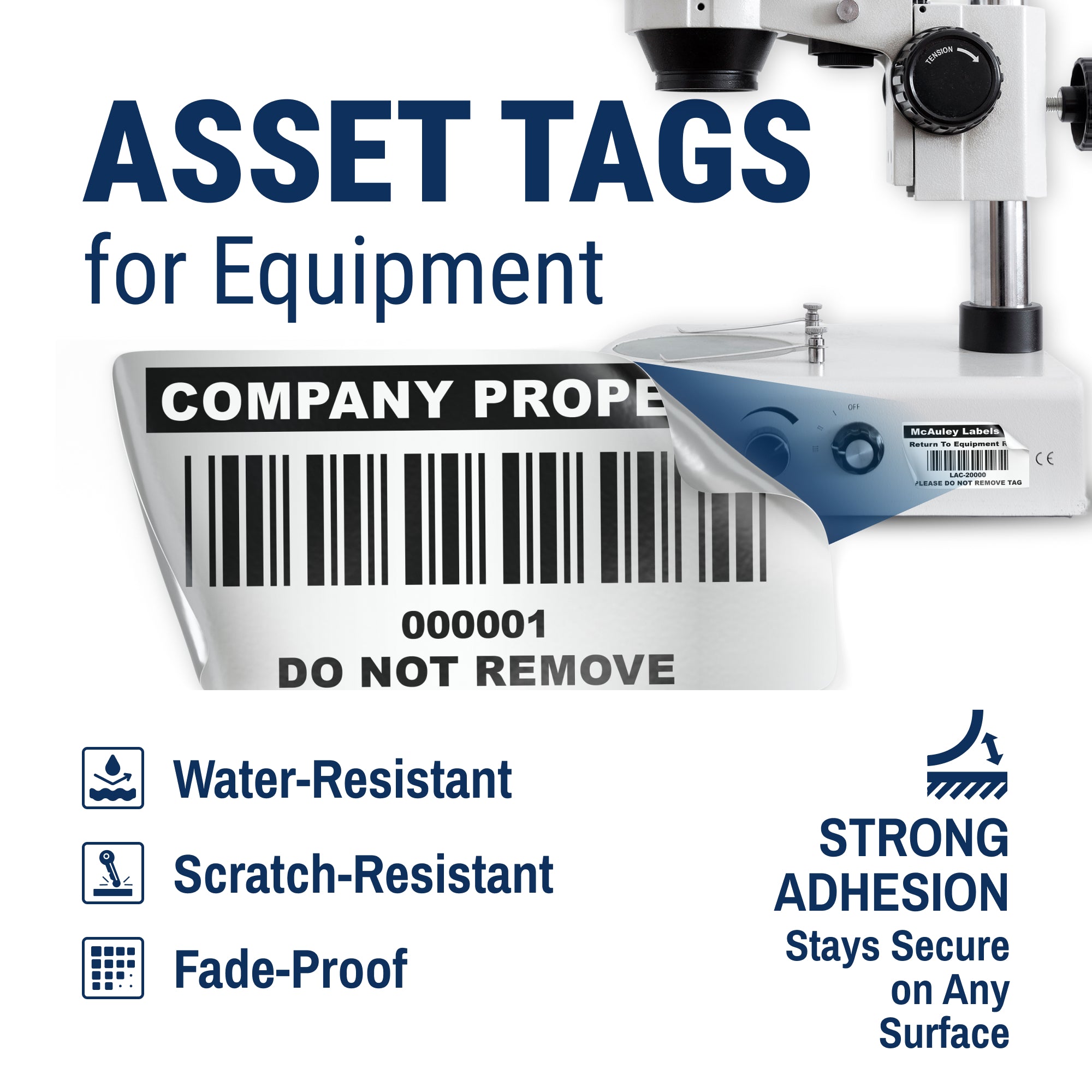 Asset Tags Asset Tags for Equipment - Permanent | Metalized Silver