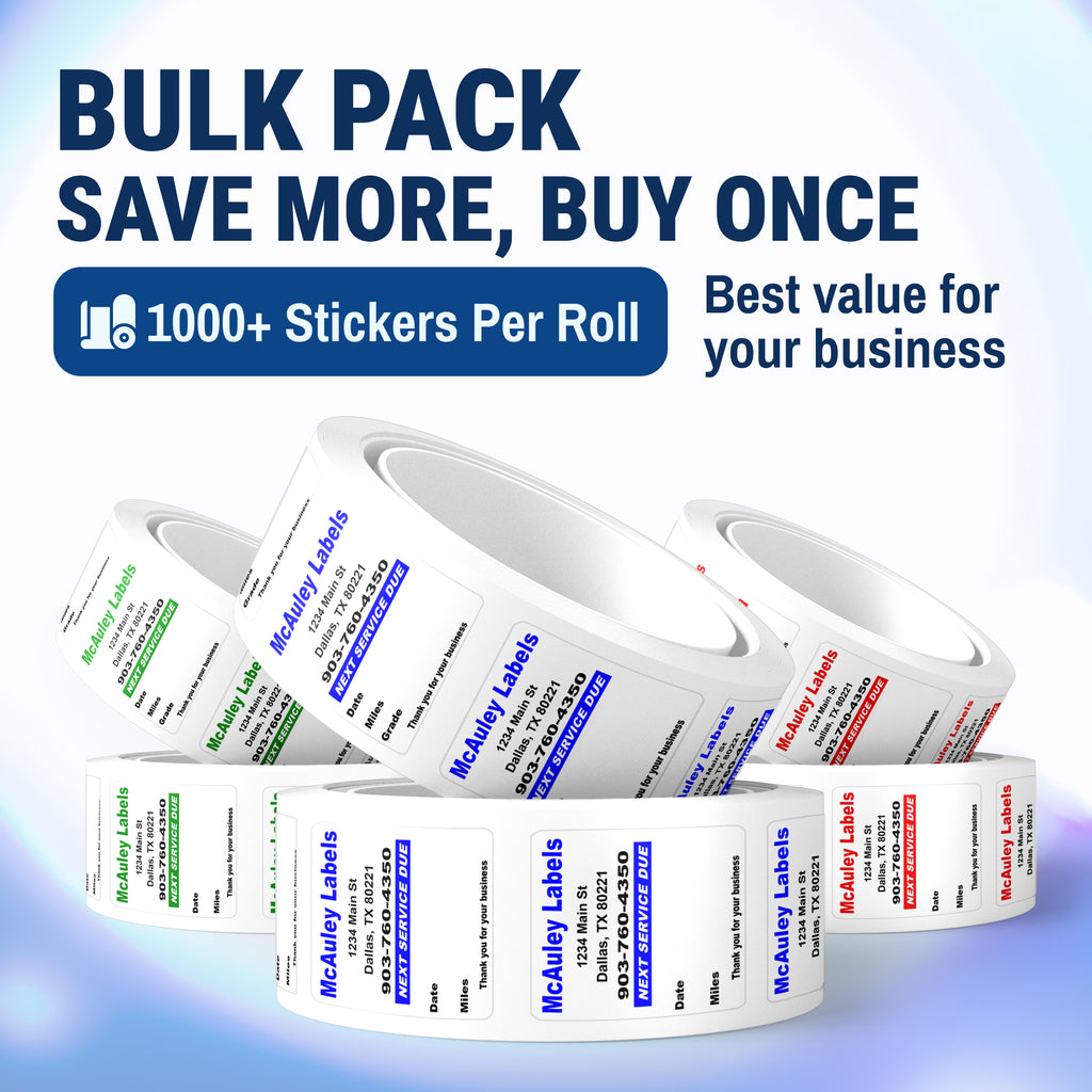 Custom Oil Change Stickers with Text | Matte & Gloss Options