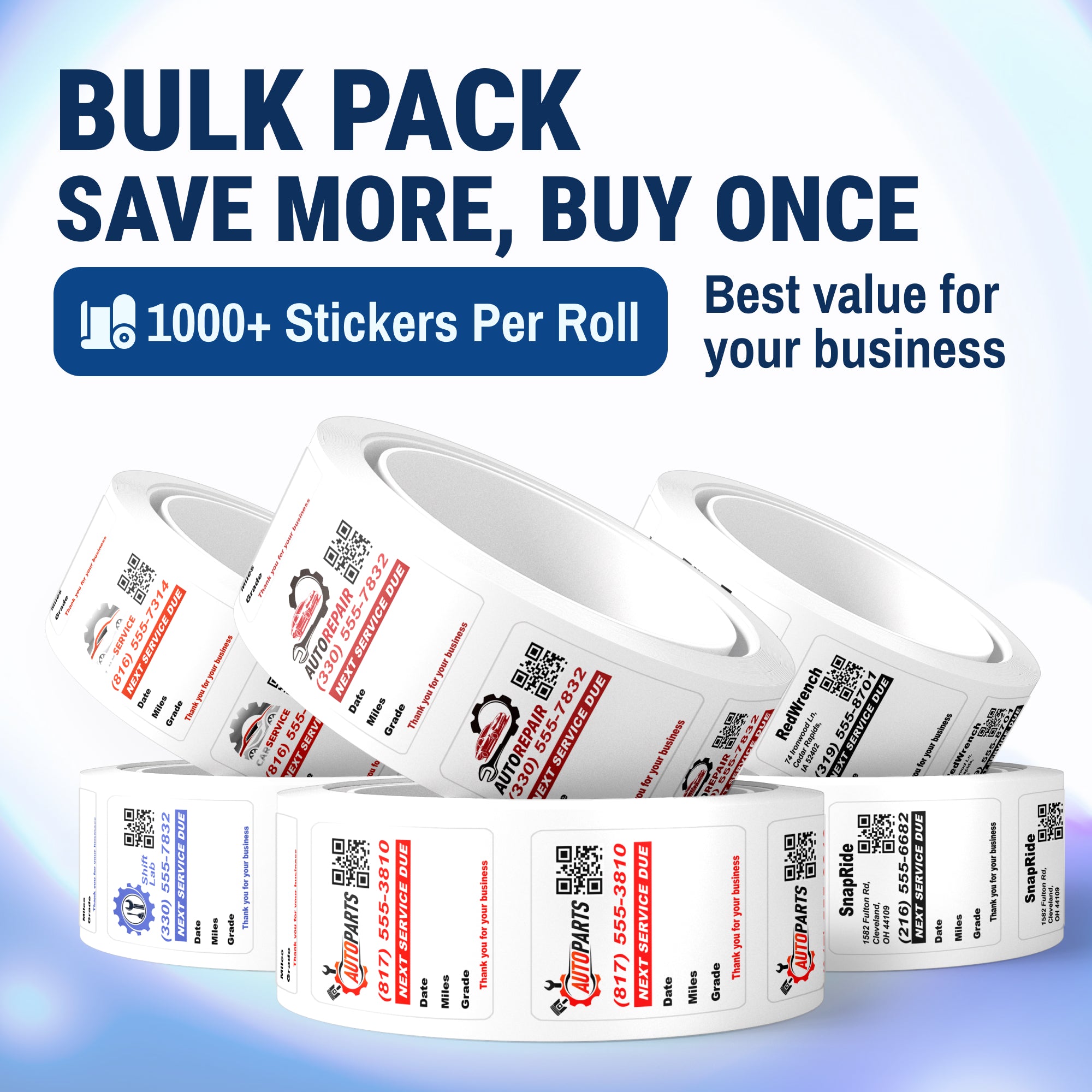 Custom QR Code Oil Change Stickers for Windshield with Logo - McAuley Labels