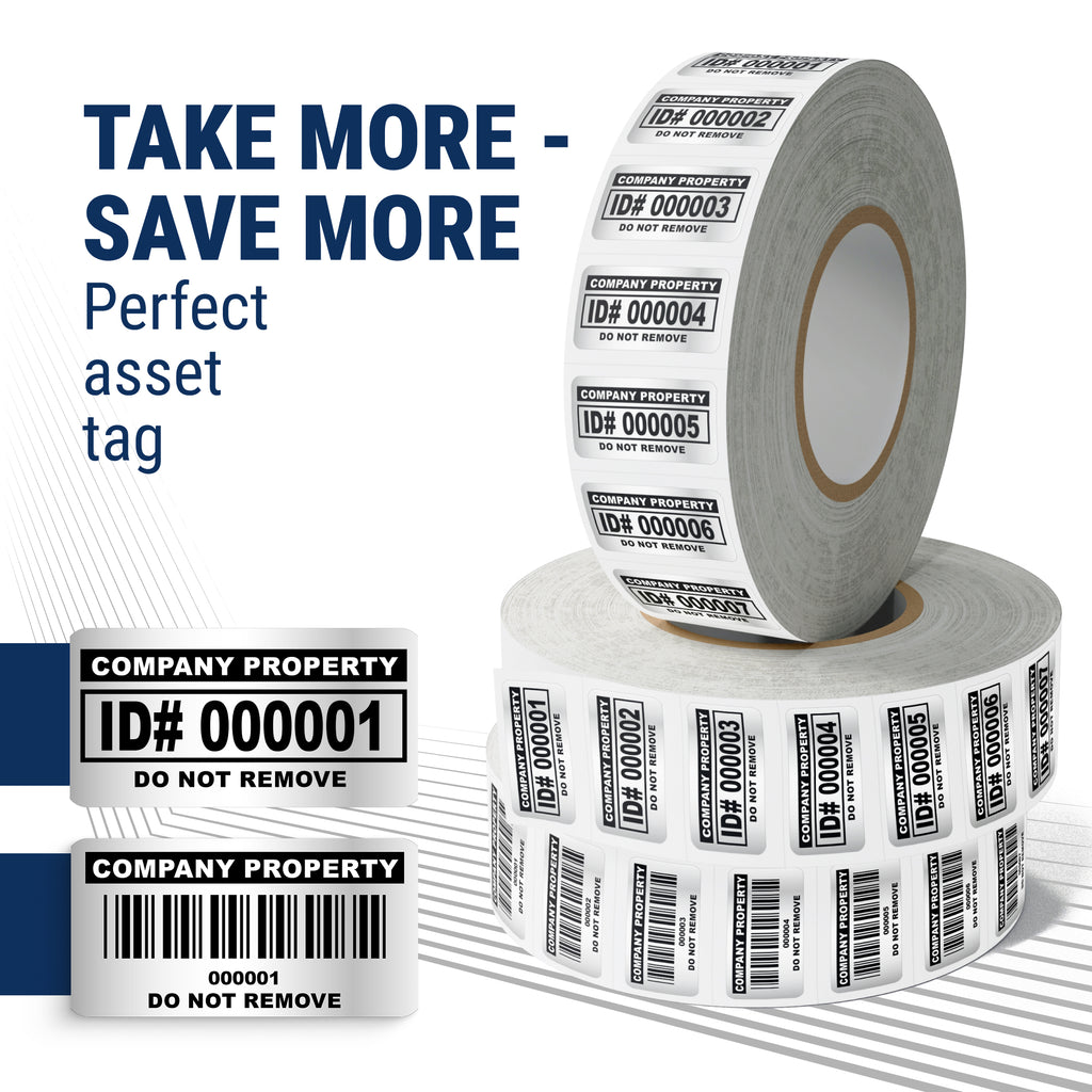 Asset Tags Asset Tags for Equipment - Permanent | Metalized Silver