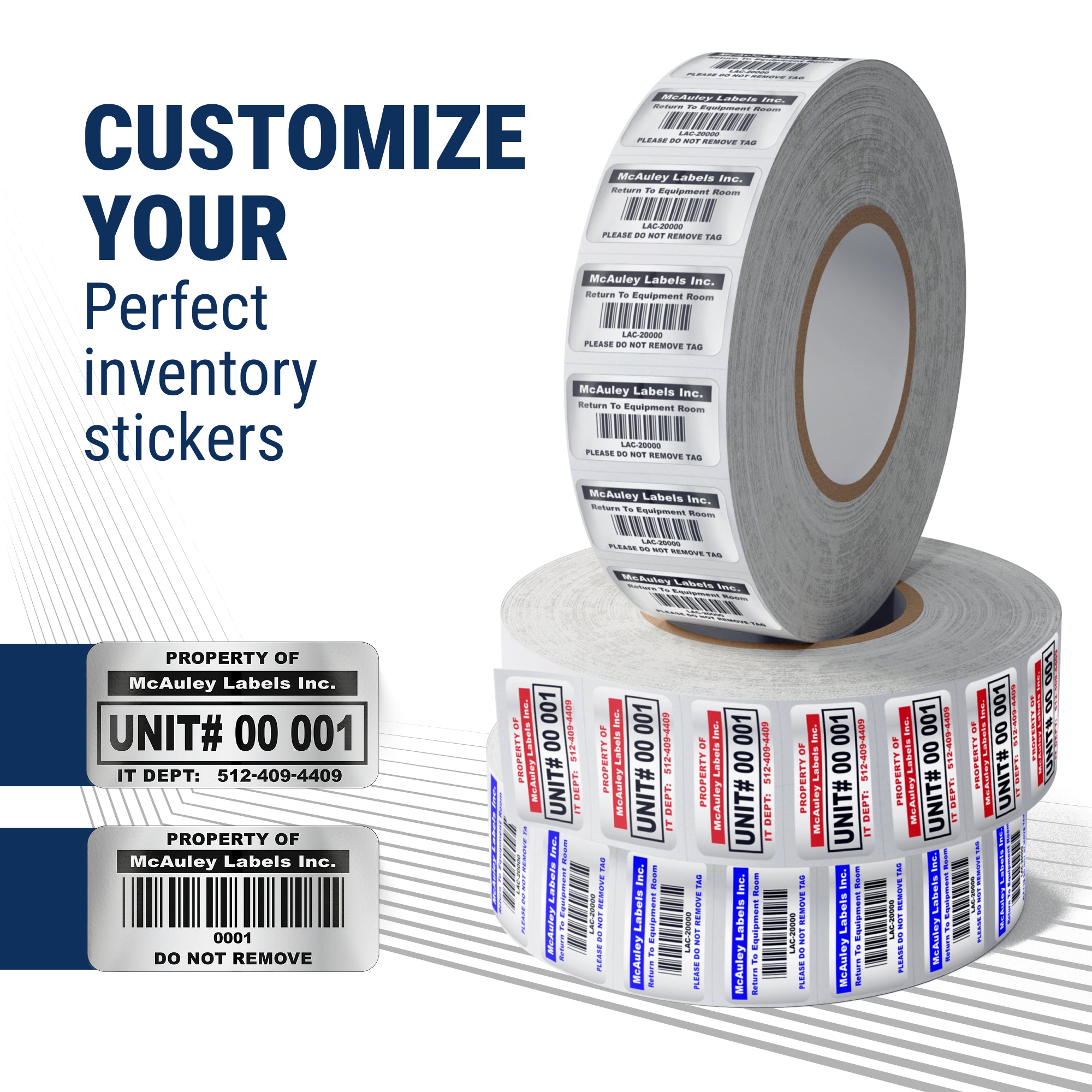 Custom Inventory Stickers - Metalized Silver - ID Label