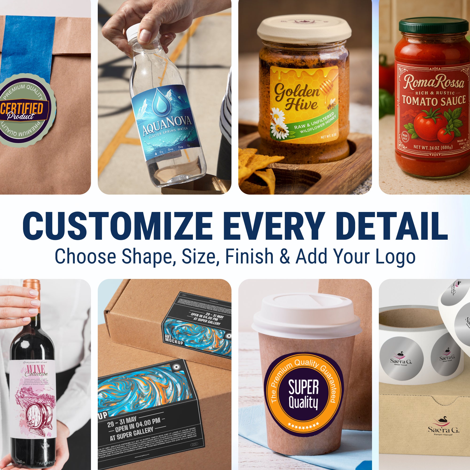 Custom Labels Stickers with Logo - Personalized Stickers for Business, Packaging, Product, Branding, Design - Multiple Shapes, Sizes, Bulk Rolls - McAuley Labels