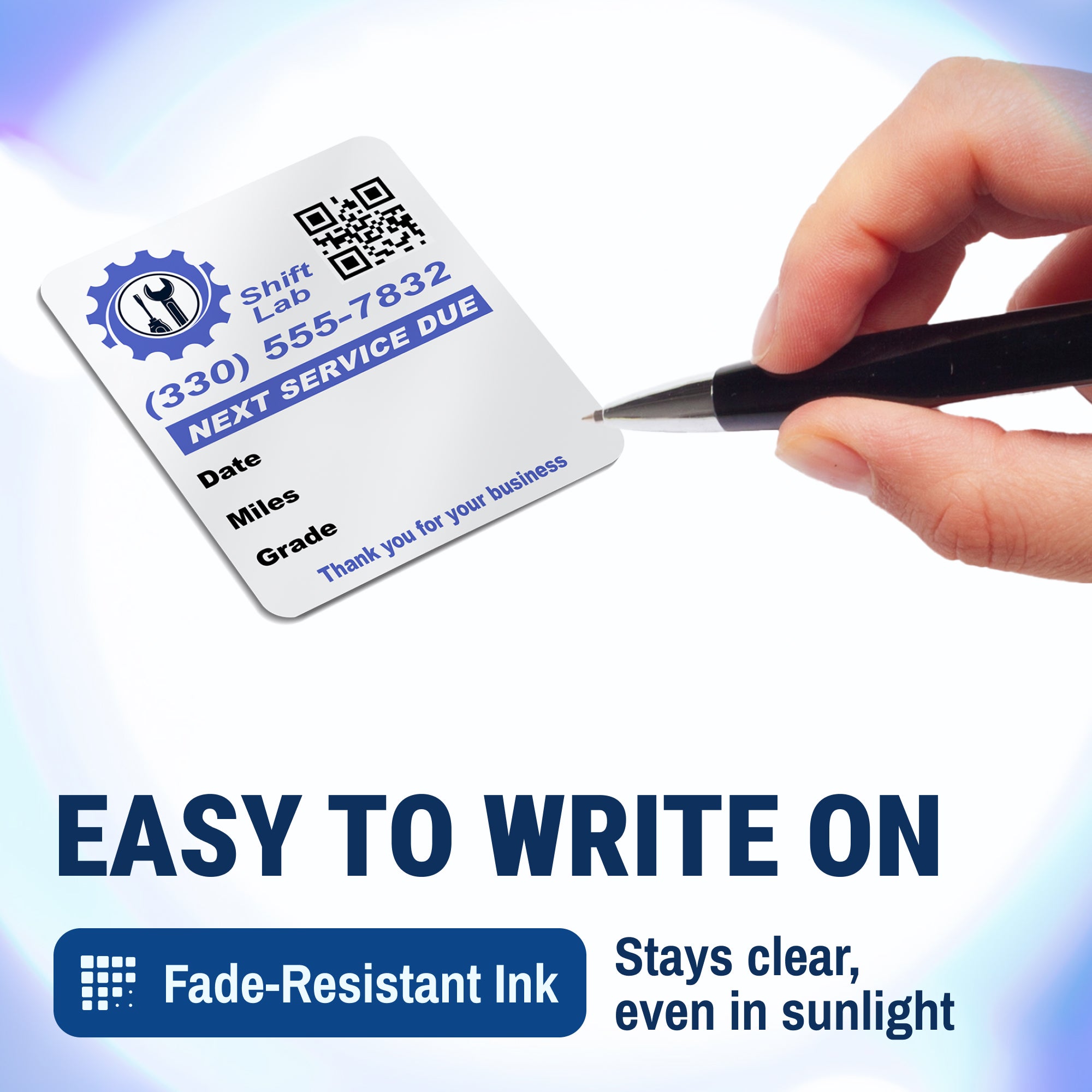 Custom QR Code Oil Change Stickers for Windshield with Logo - McAuley Labels