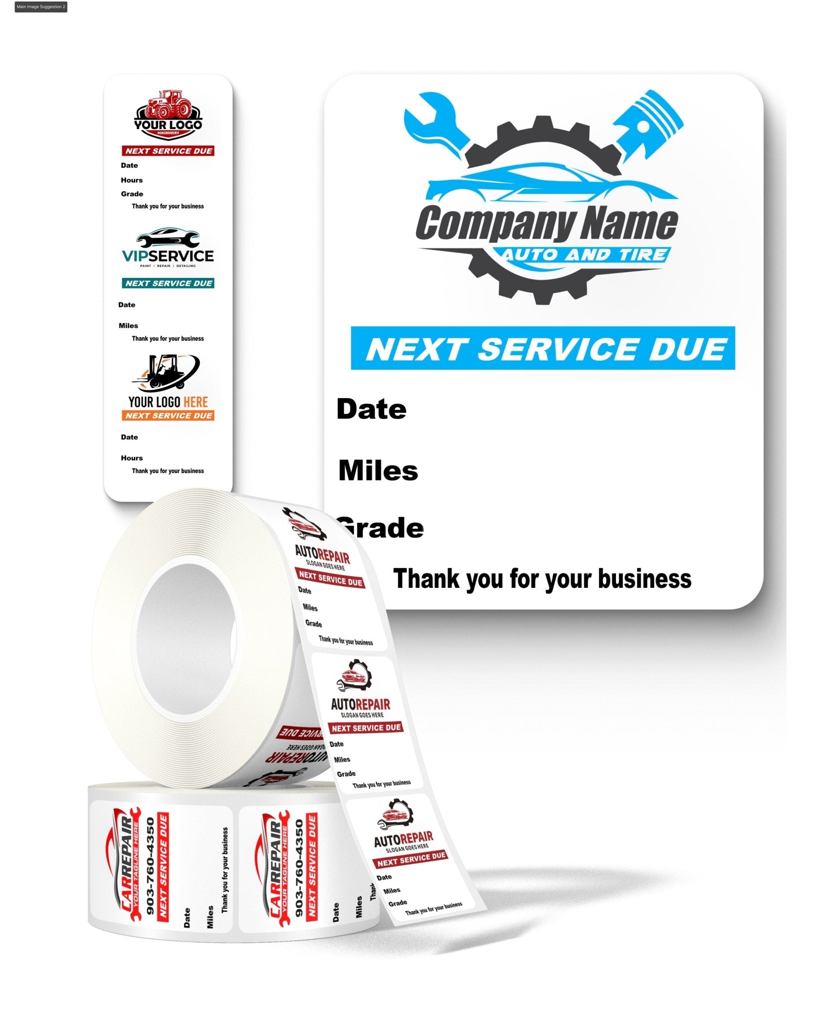 Oil Change Sticker with Custom Logo - 1.875x2.275" - McAuley Labels