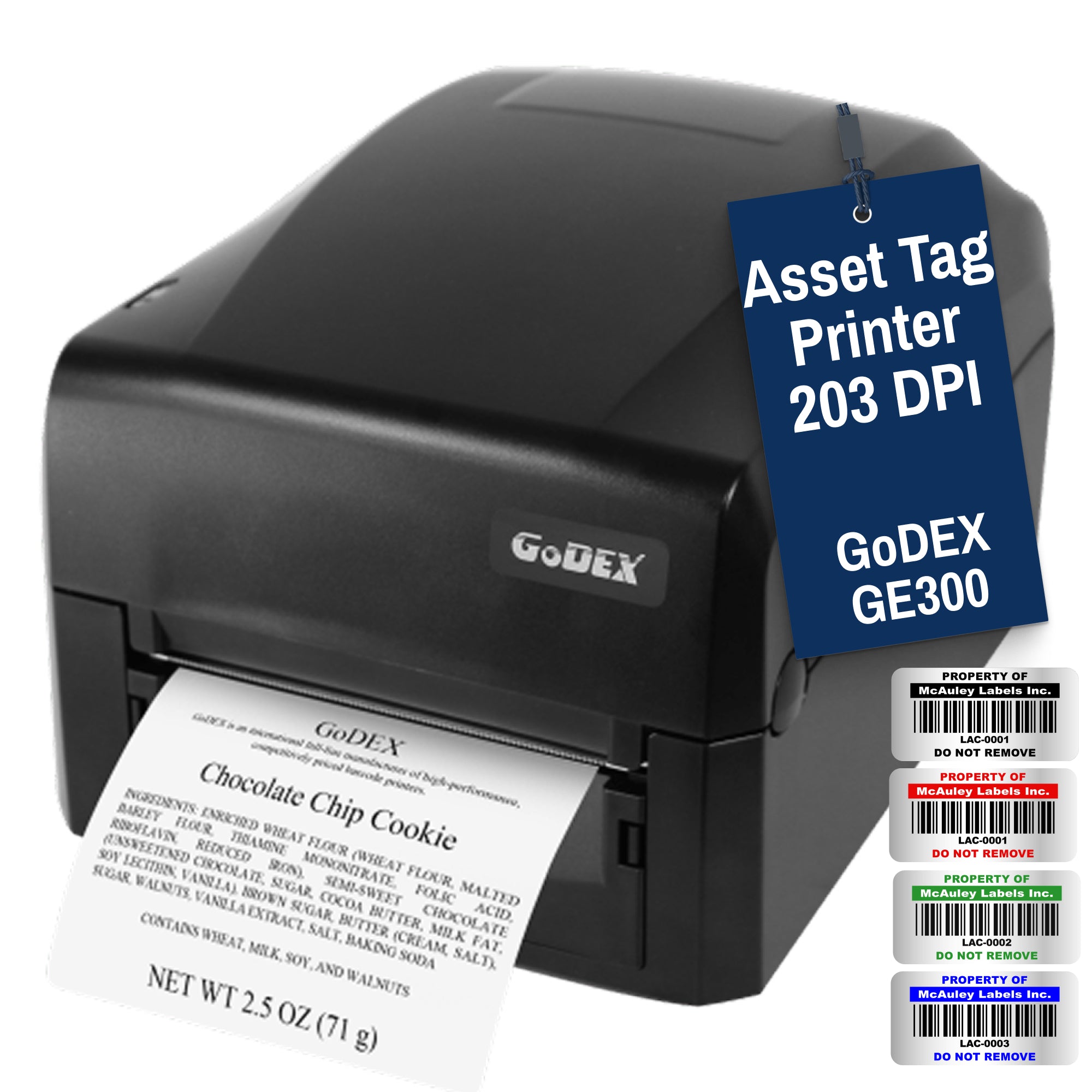 Asset Tag Printer - GoDEX GE300 Thermal Transfer Barcode Printer 4" 203 dpi