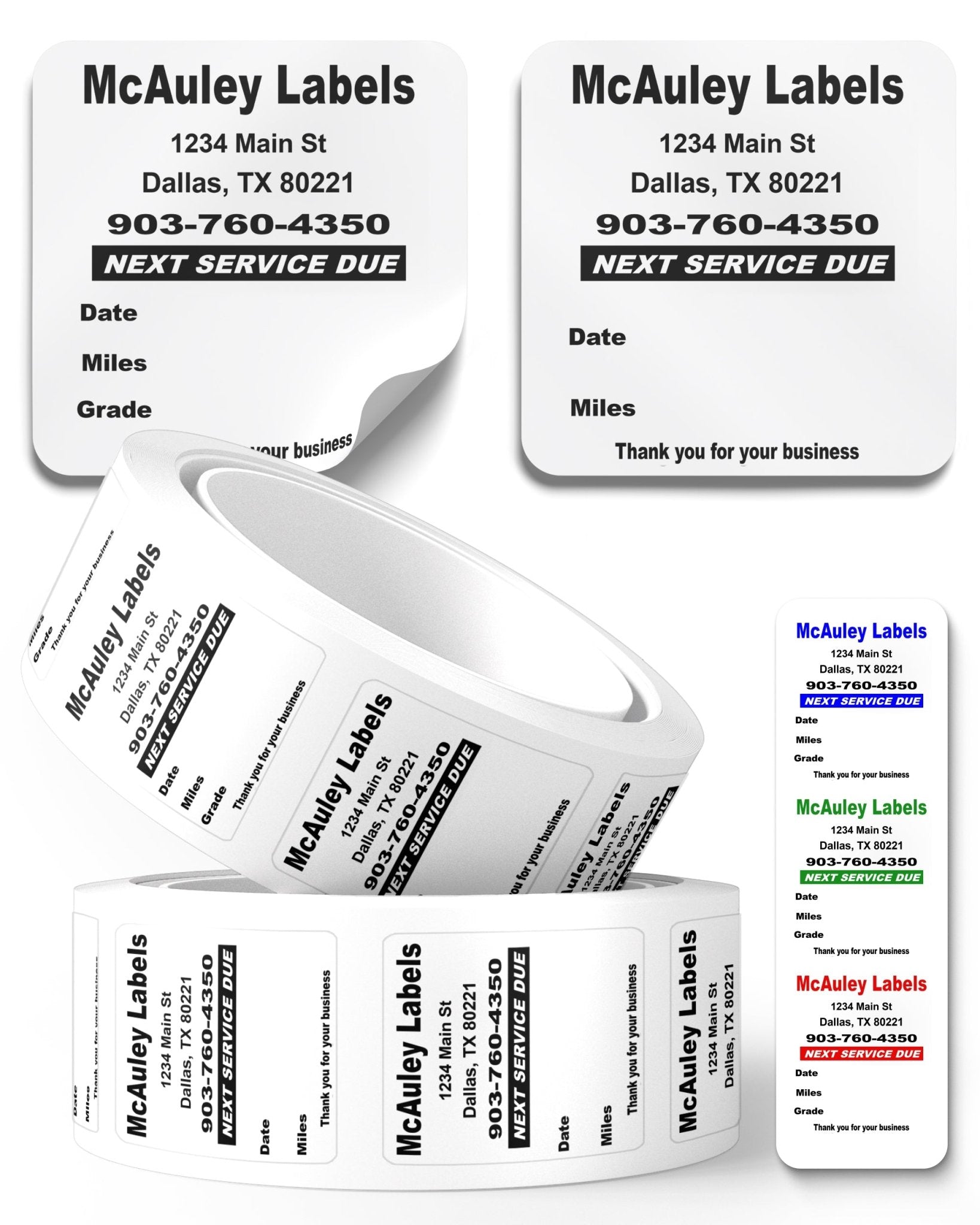Oil Change Sticker with Custom Text - 1.875x2.275" - McAuley Labels