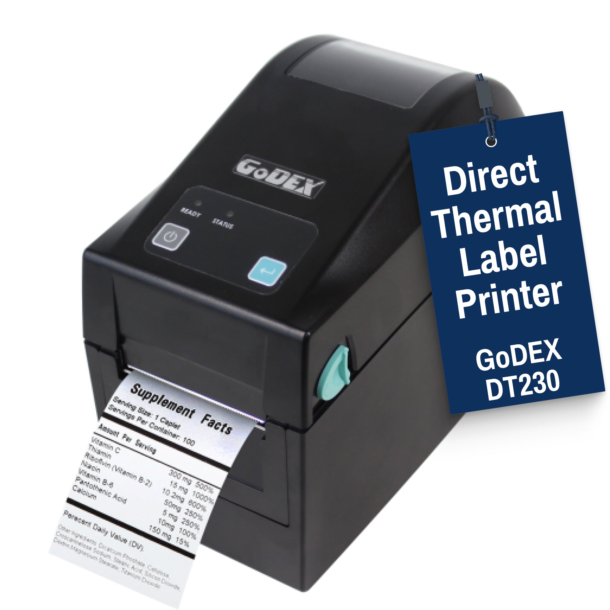 Direct Thermal Label Printer - GoDEX DT200 - 2″ 203 DPI, USB/Serial/Ethernet